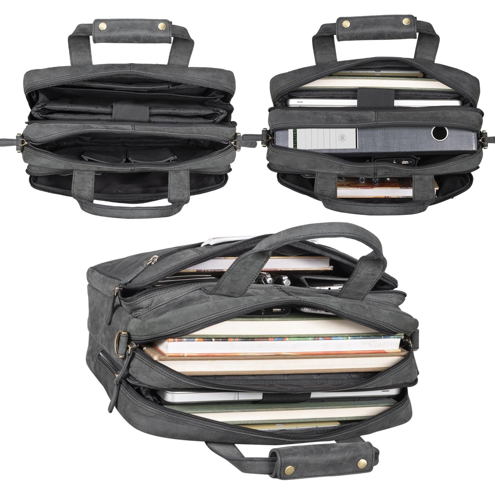 STILORD Aktentasche "Experience" Vintage Lehrertasche Leder groß Herren Damen