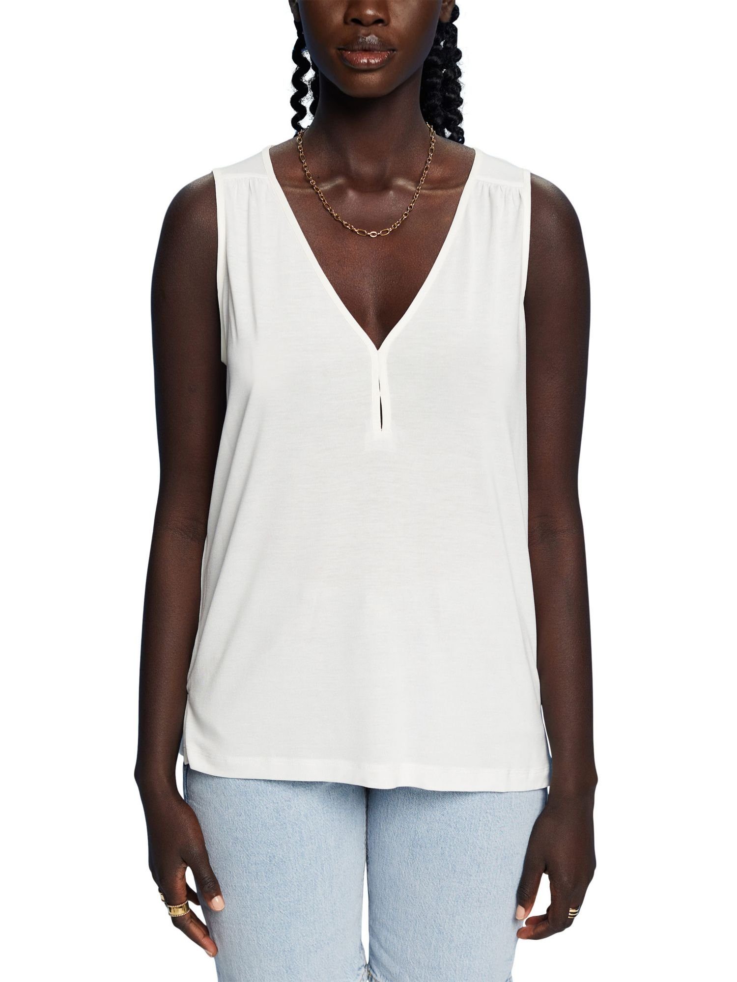 Esprit Collection T-Shirt Top WHITE aus TENCEL™ (1-tlg) Jersey, Lyocell