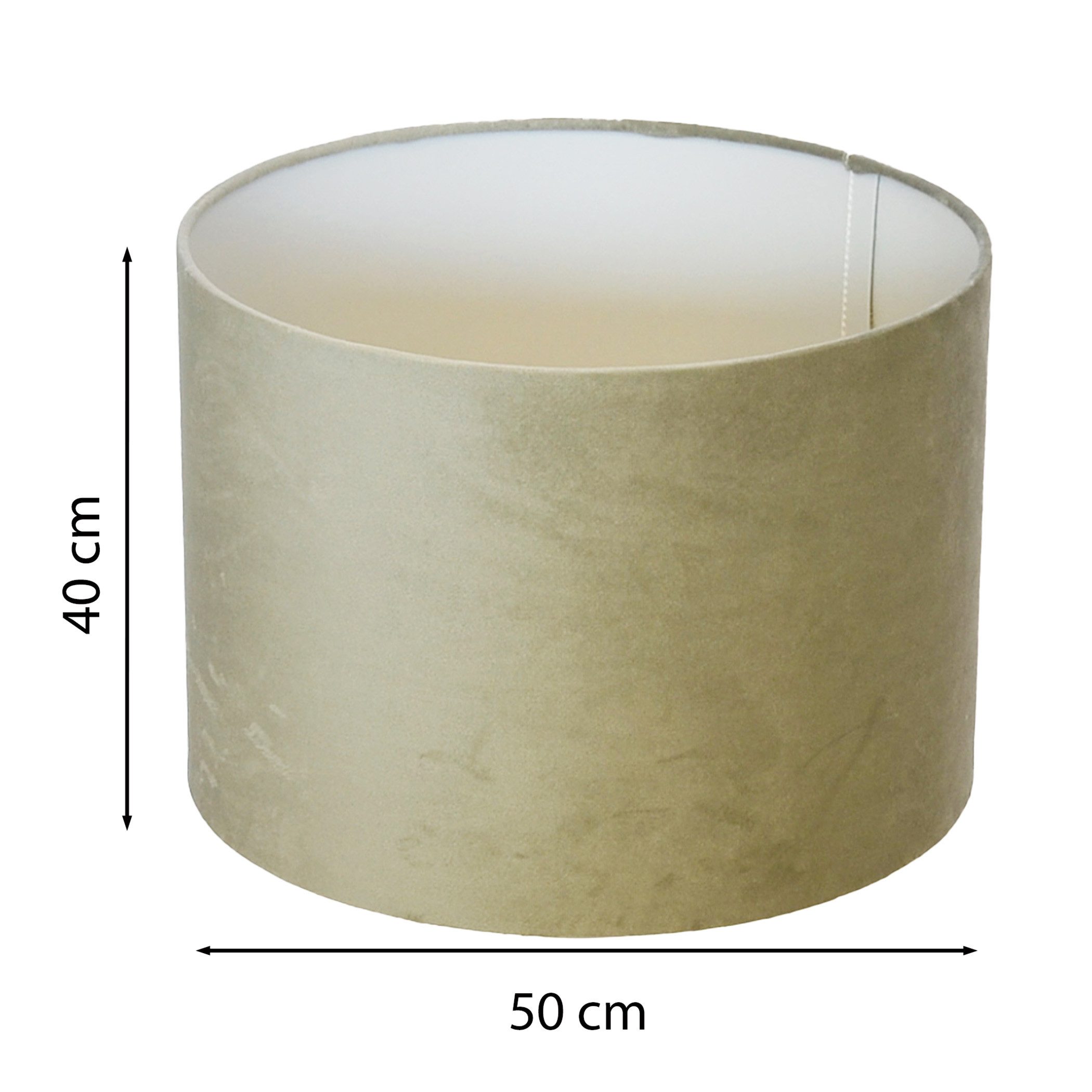 B&S Lampenschirm rund XXL Ø 50 x 40 cm hellgrau Velour Zylinderförmig günstig online kaufen