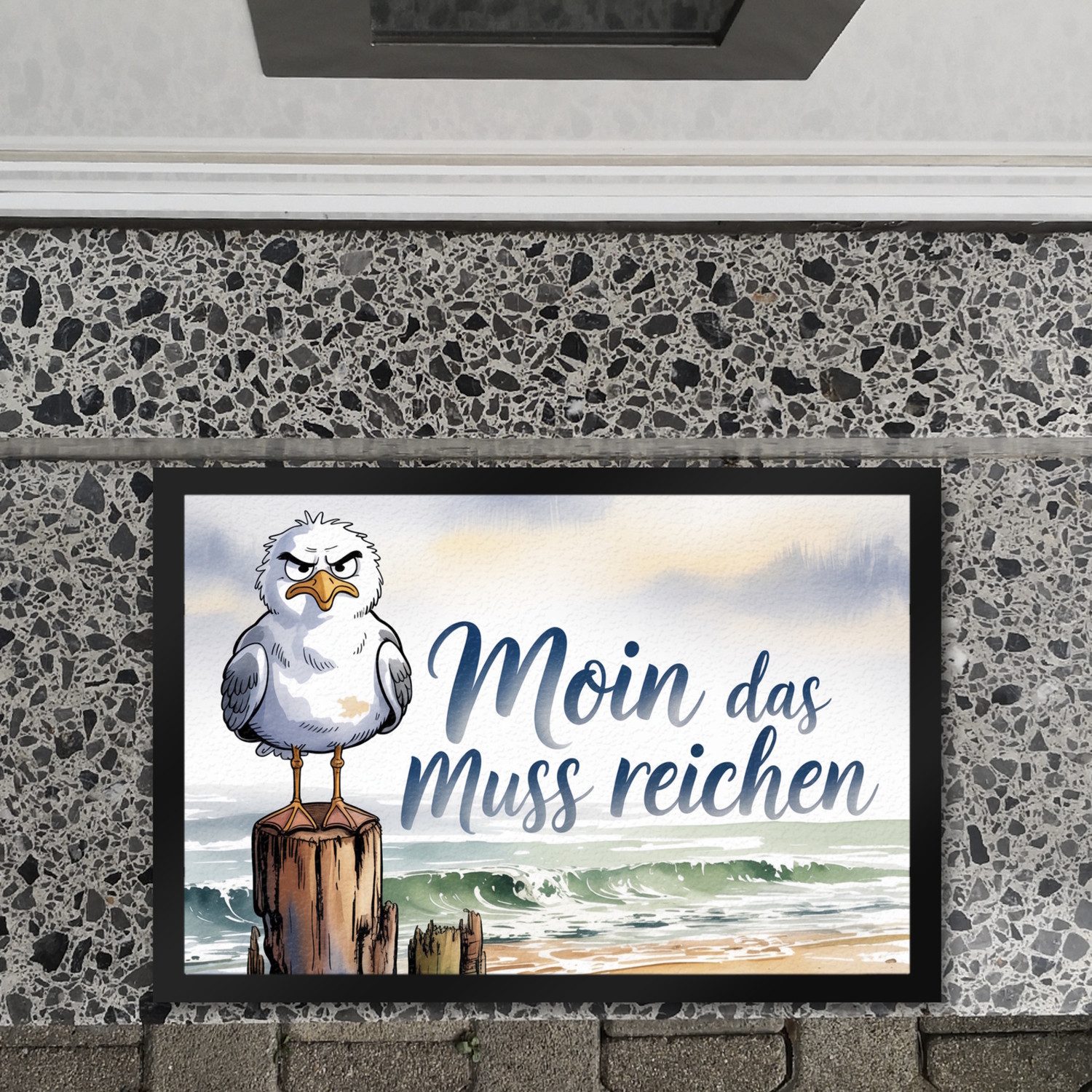 speecheese Fußmatte Möwe Aquarell Moin Spruch Fußmatte XL in 40x60 cm für Nordseefans – Bild 2 von 2