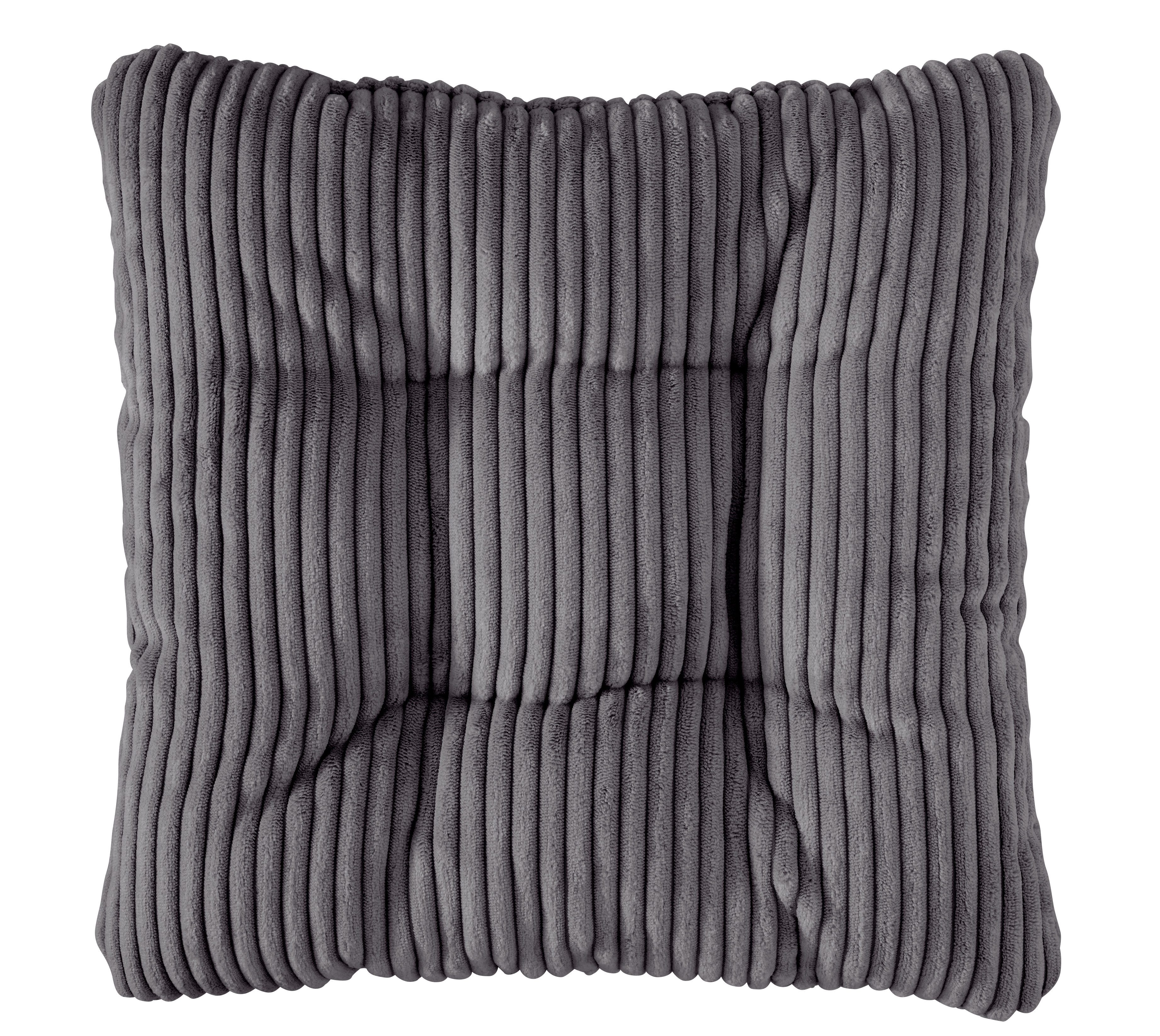 sleepling Sitzkissen in Cord-Optik, Stuhlkissen, Zierkissen, Dekokissen, aus weichem Möbelstoff, abriebfest, anschmiegsam, wendbar, 38 x 38 cm