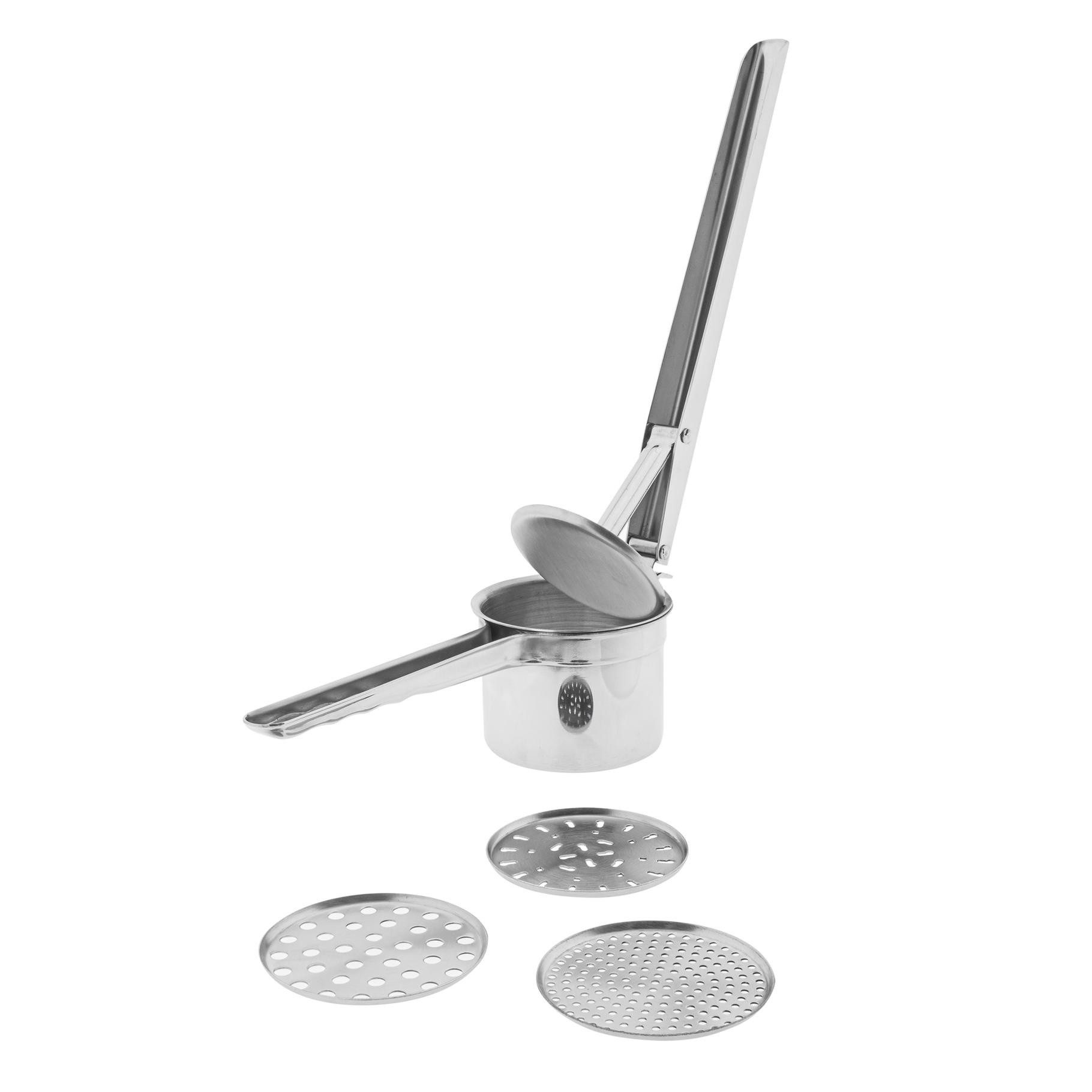 HI Gemüsepresse Kartoffelpresse Spätzlepresse mit 3 Lochscheiben Edelstahl HI Papa, Material: Edelstahl