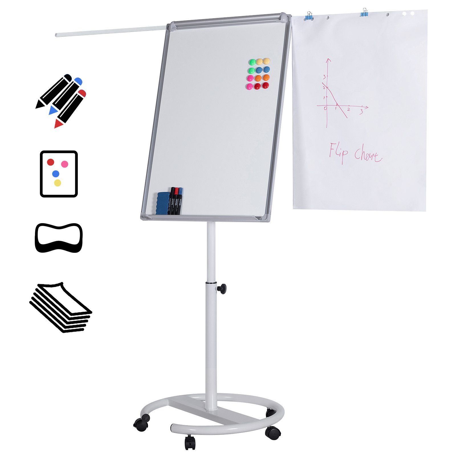 Magnettafel Flipchart Magnetisches Whiteboard Home Office Tafel Weiß 60x90 cm 