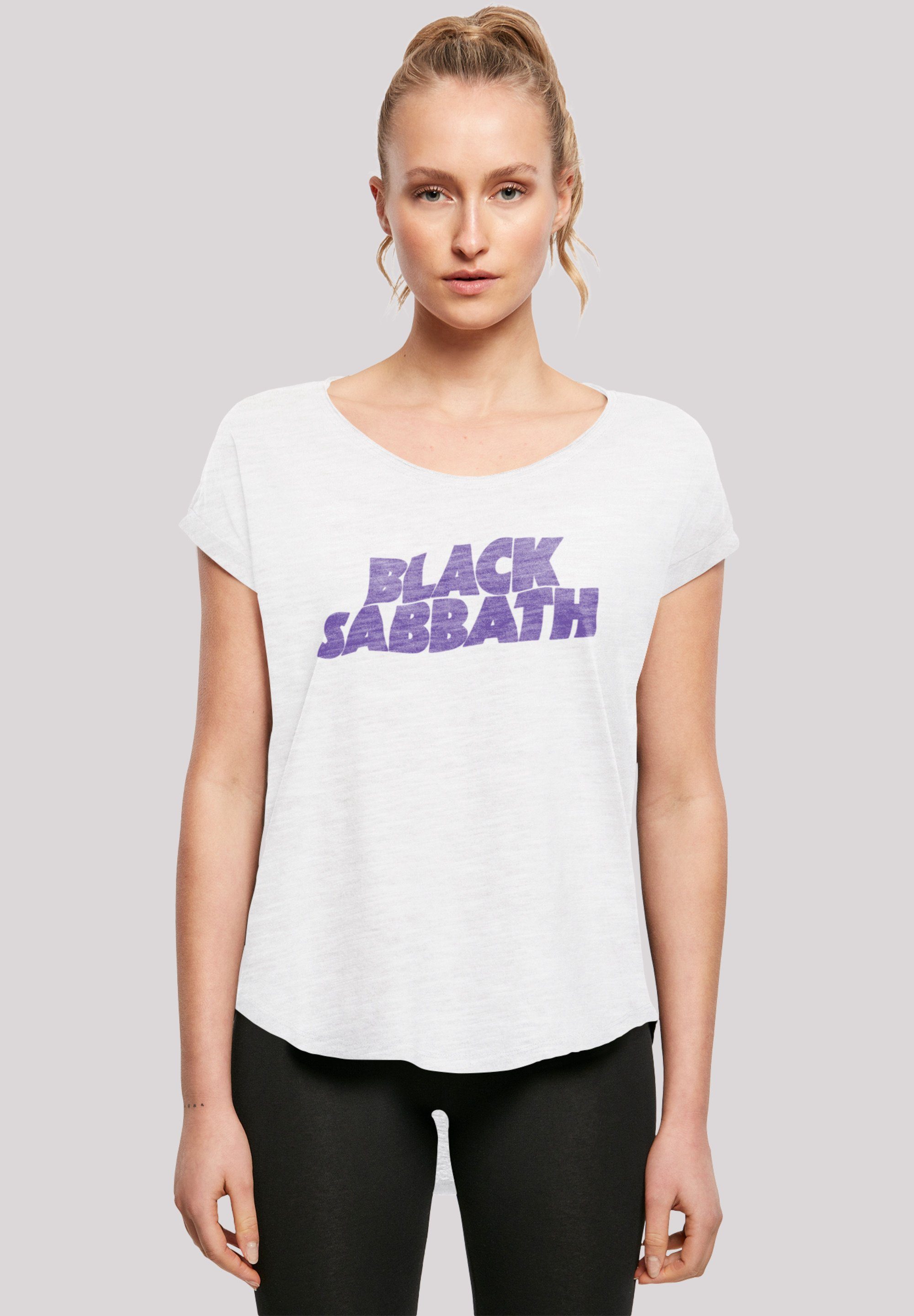 Sehr hohem Band Tragekomfort Logo Baumwollstoff Black Black T-Shirt Wavy Sabbath mit weicher F4NT4STIC Print, Metal Heavy