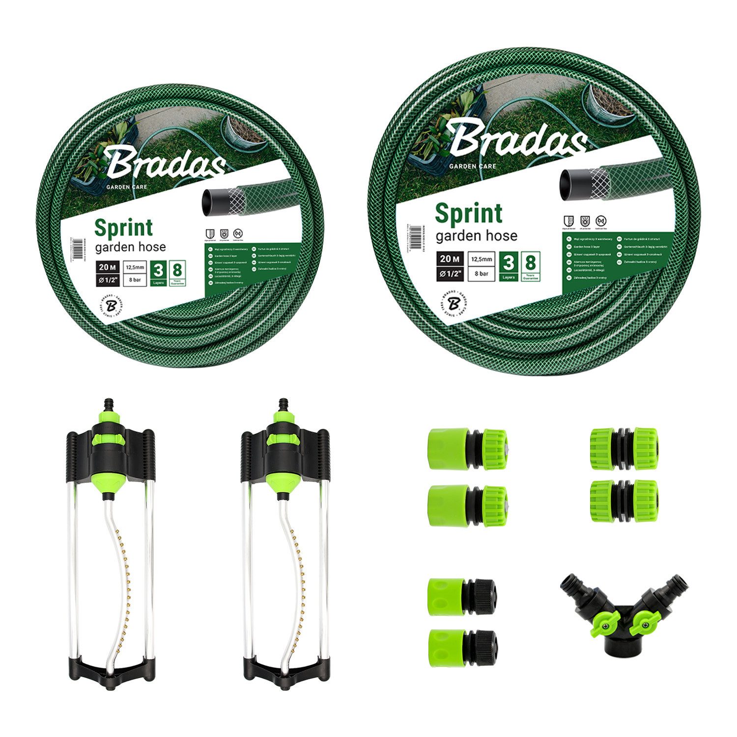 Stabilo Sanitär Gartenschlauch Gartenbewässerungsset 1/2" mit 70m Gartenschlauch und Anschlusszubehör