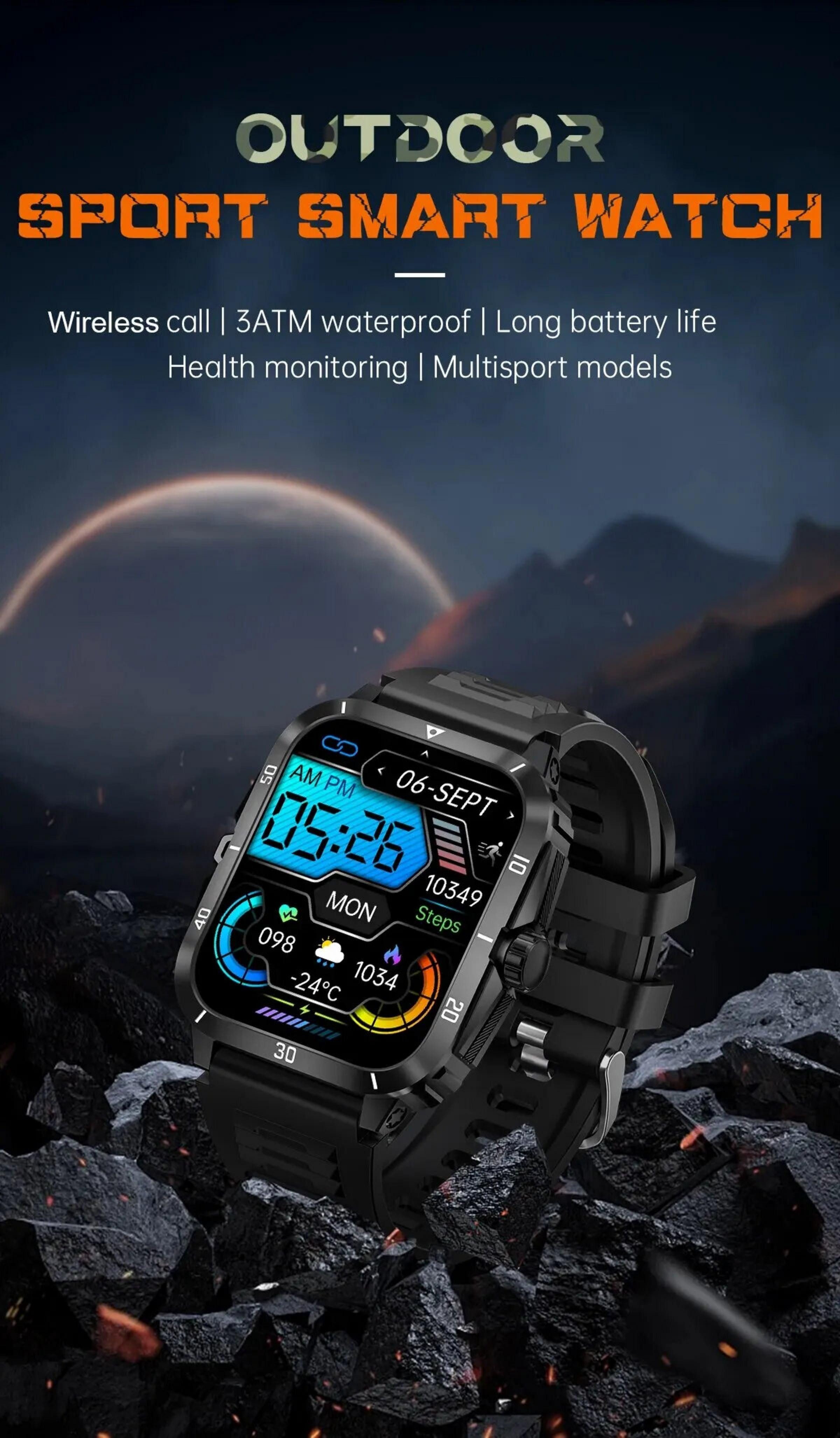 Nagham Ghazal Aswad Smartwatch 1,96 Bildschirm Bluetooth Anruf 100 + Sport 2025 Smartwatch (3,9cm cm)