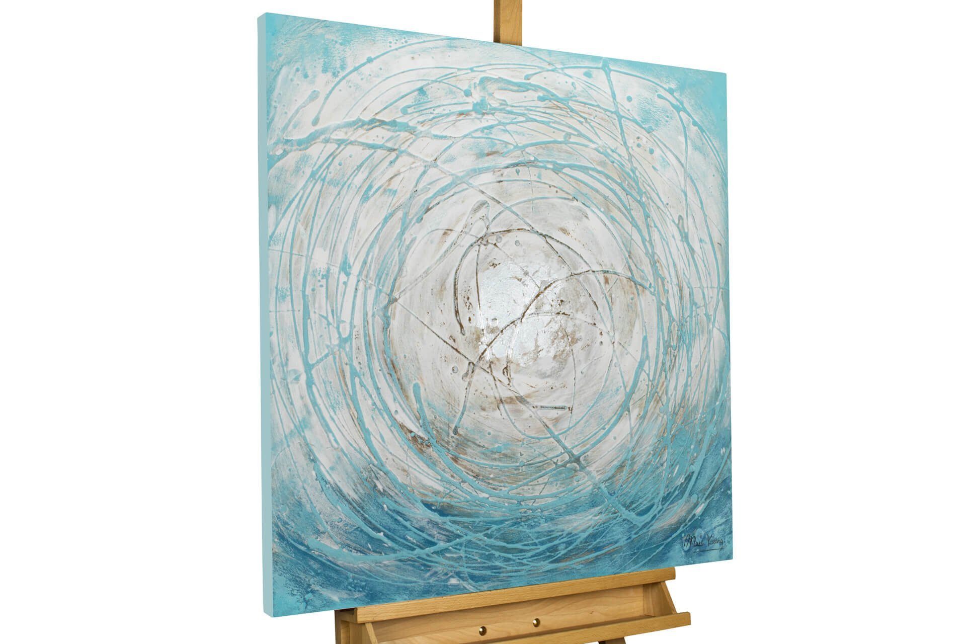 KUNSTLOFT Gemälde Stürme aus Eis 80x80 cm, Leinwandbild 100% HANDGEMALT Wandbild Wohnzimmer