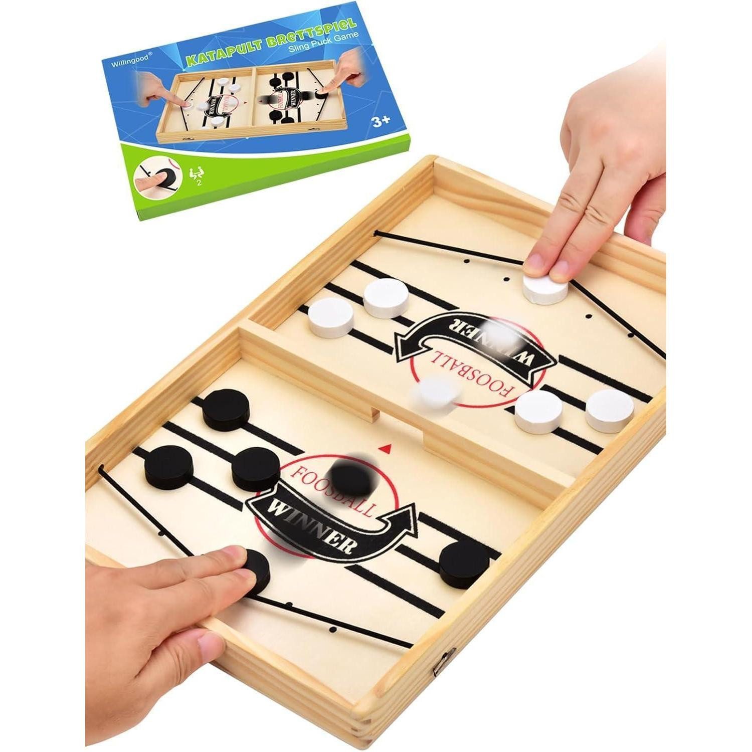 LuxusKollektion Küchenorganizer-Set Brettspiel Hockey Holz Sling Puck Tischhockey Schwarz und Weiß
