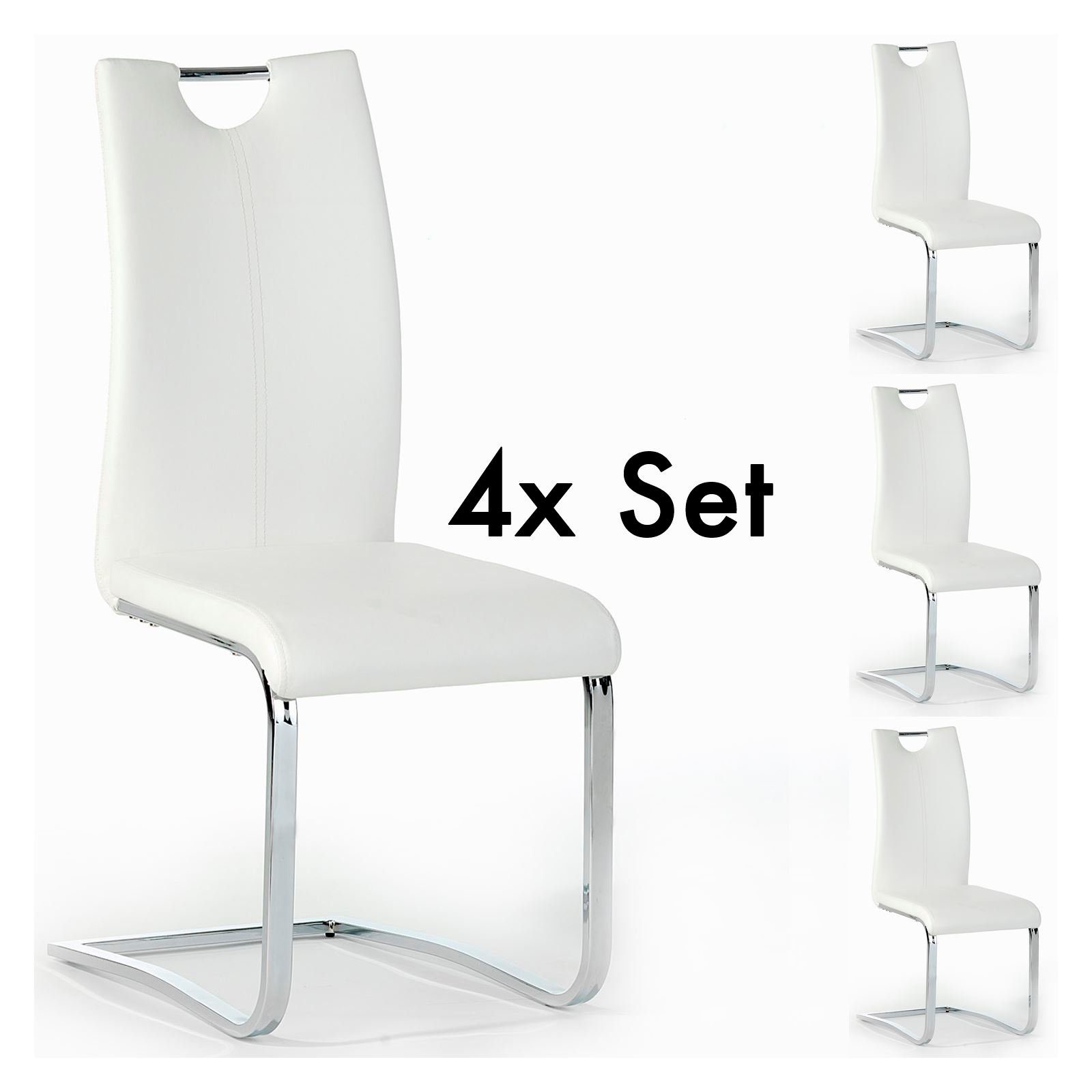 IDIMEX Esszimmerstuhl SABA (4 St), 4 x Schwingstuhl Freischwinger Esszimmerstuhlgruppe Set in 4 Farben weiß
