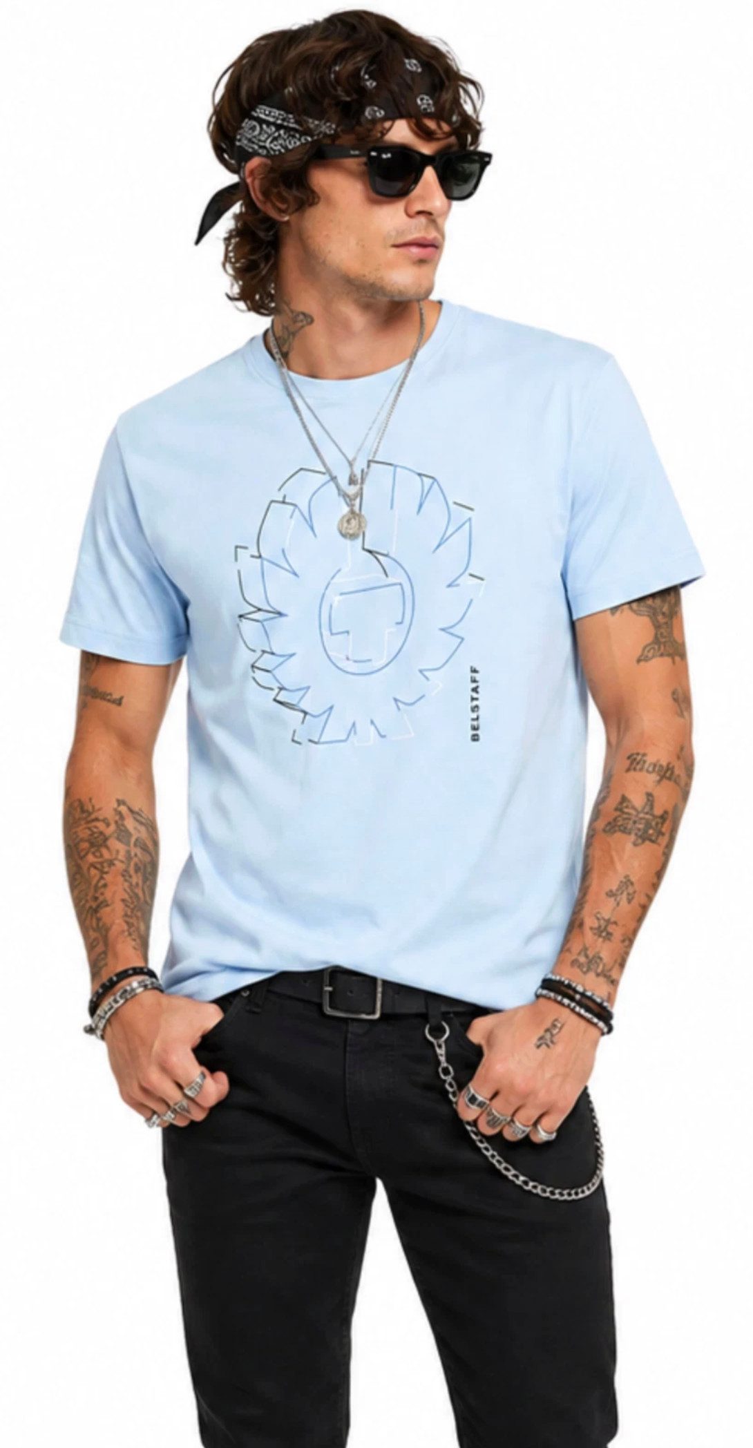 Belstaff T-Shirt London Retro Deconstructed Phoenix Cotton Regular Cut (1-tlg) Phoenix in einer geometrischen Liniengrafik neu interpretiert.