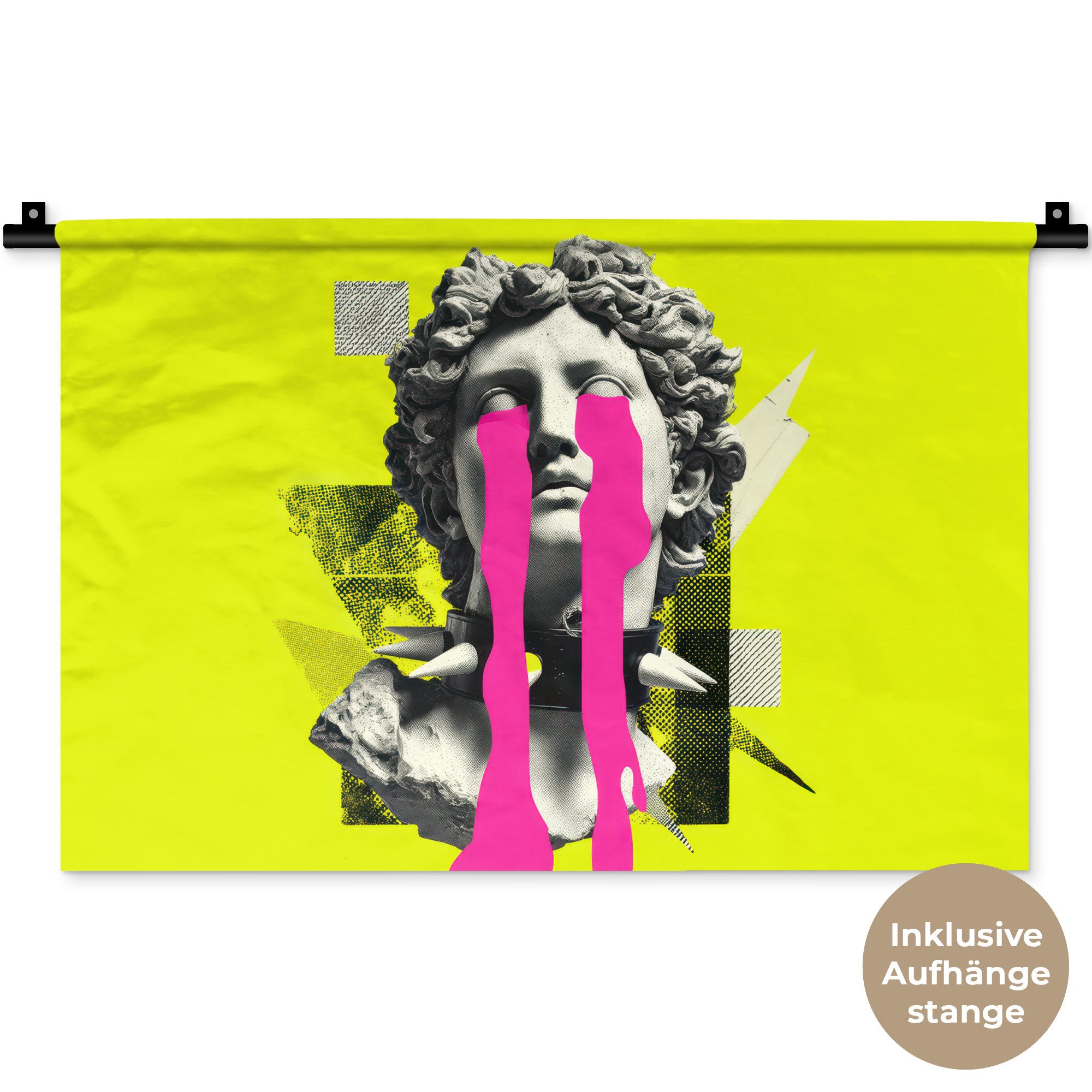 MuchoWow Wandteppich Büste - Farbe - Gelb, Rechteckig, Höhe: 3 mm, Wandteppich für Wohnzimmer, Schlafzimmer, 60x40 cm