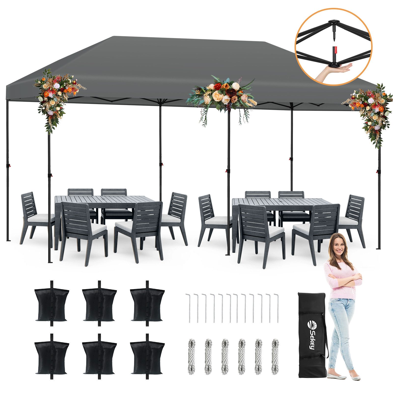 Sekey Faltpavillon Pavillon 3x6 Festzelt Gartenpavillon günstig online kaufen