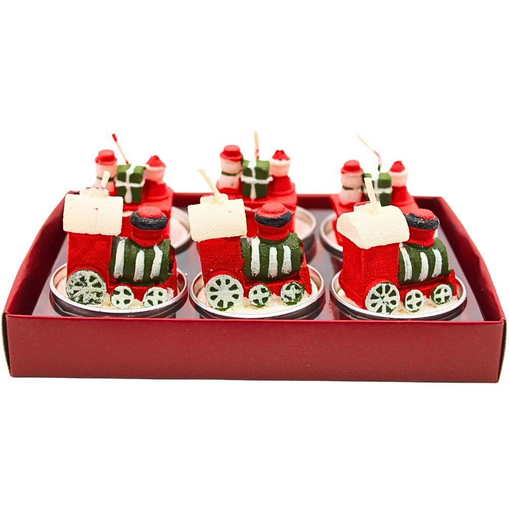 Dekohelden24 Formkerze 6er Set Teelicht Lokomotive - Figurenkerze, Zierkerz günstig online kaufen