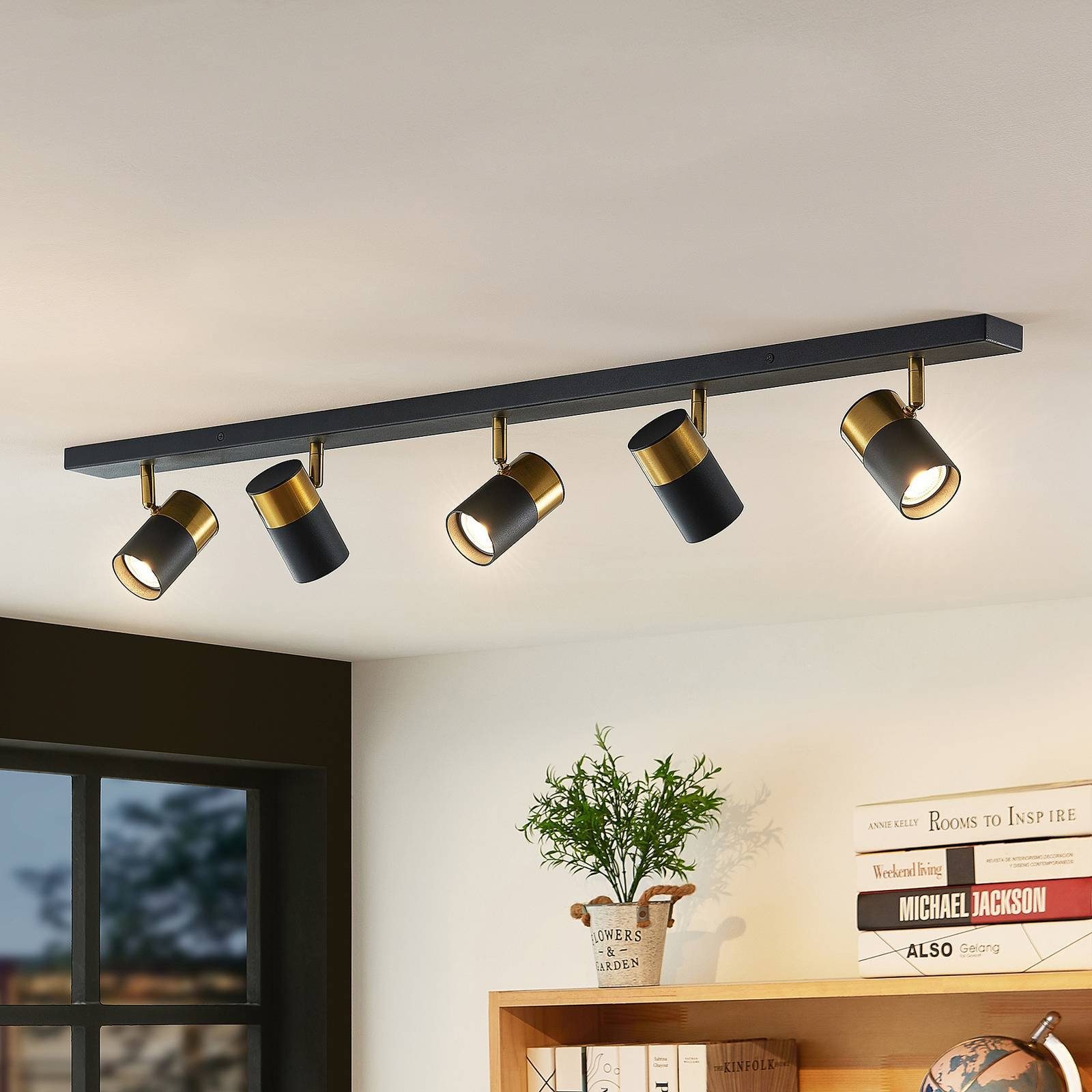 Arcchio Deckenstrahler Evaro, Metall, Schwarz IP20, 5 x 8 W LED