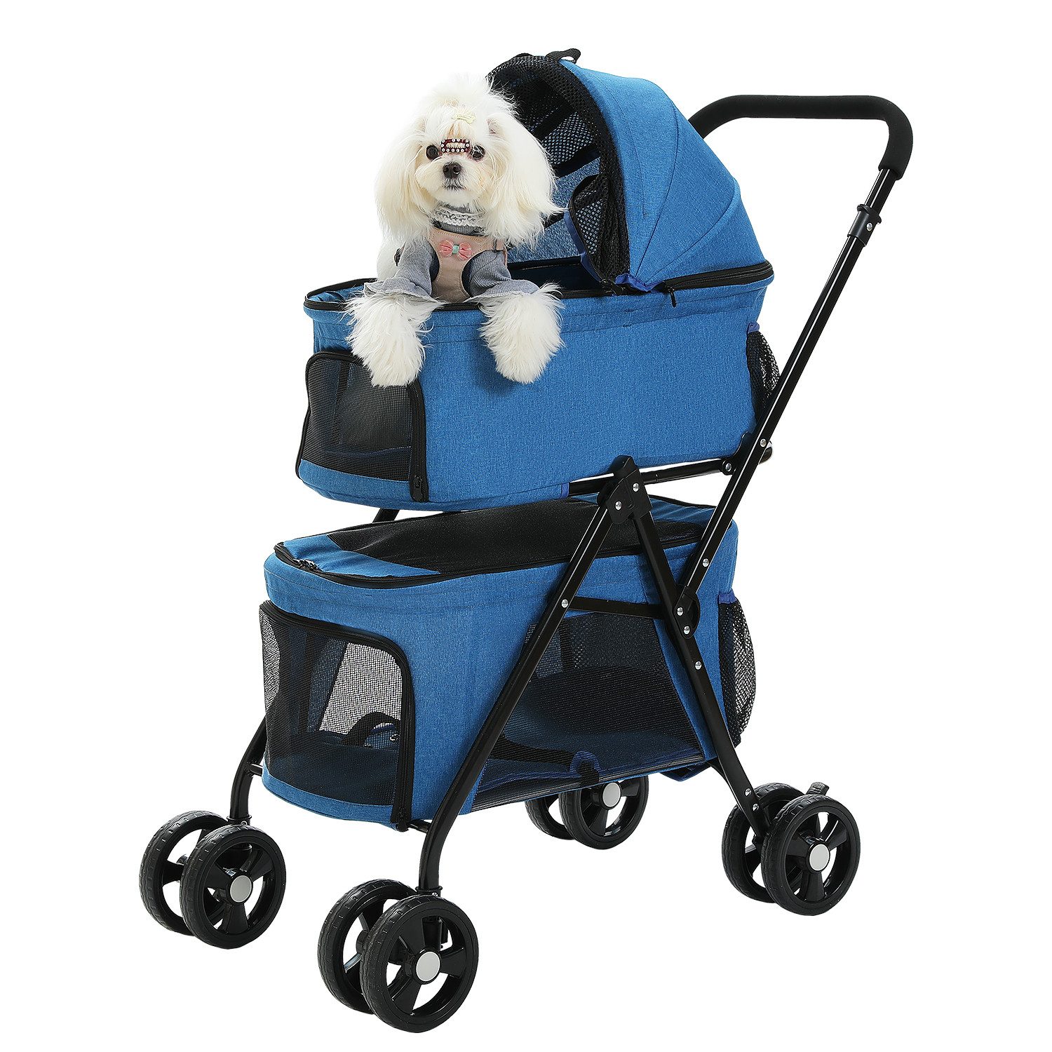 Purpurra Hundebuggy Haustierwagen Haustierbuggy mit Sicherheitsgurt für 1 oder 2 Hunde, (2-tlg)