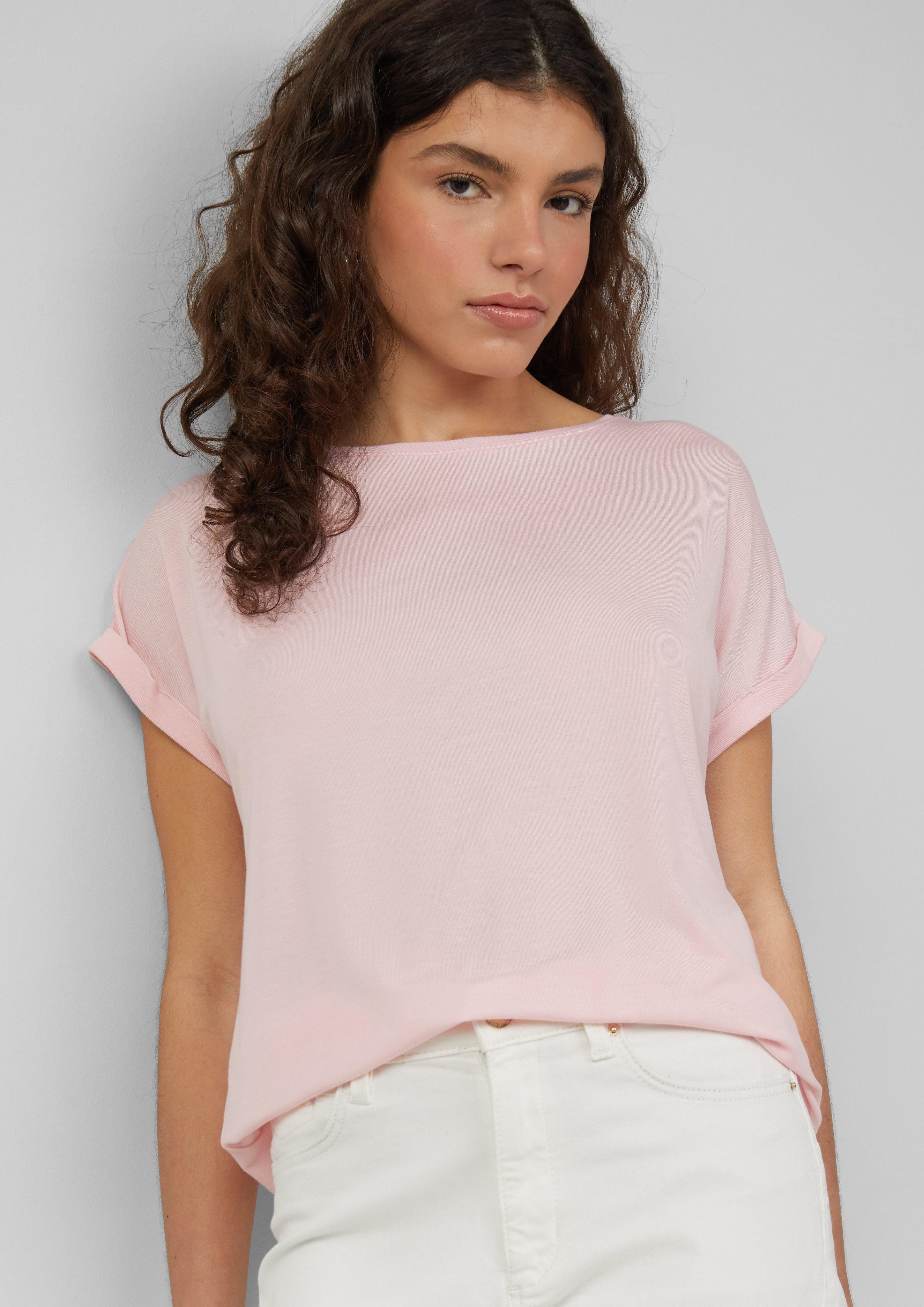 QS Kurzarmshirt Loose-Fit-Shirt im Lyocellmix günstig online kaufen