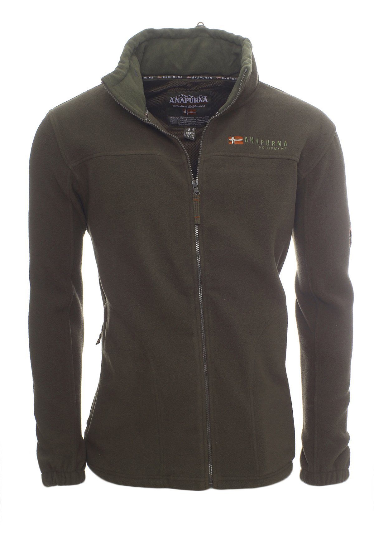 Anapurna Fleecejacke Herren Fleecejacke Outdoor Freizeit Jacke Übergangsjacke in Unifarbe, mit Kapuze, mit Stehkragen