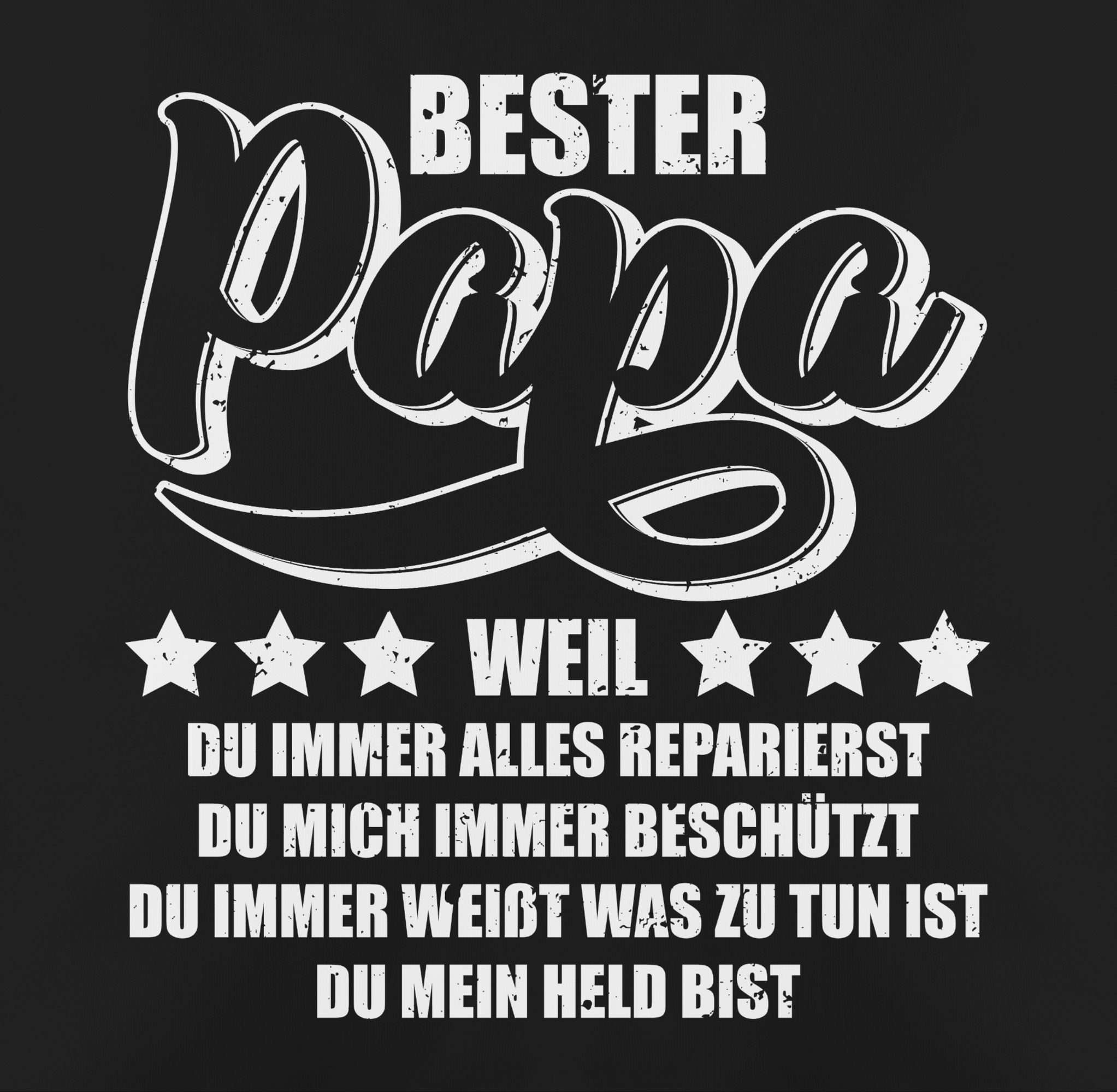 Shirtracer Papa mein du Held Bester Dekokissen - weil weiß, 2 Kissen bist Schwarz Vatertagsgeschenk