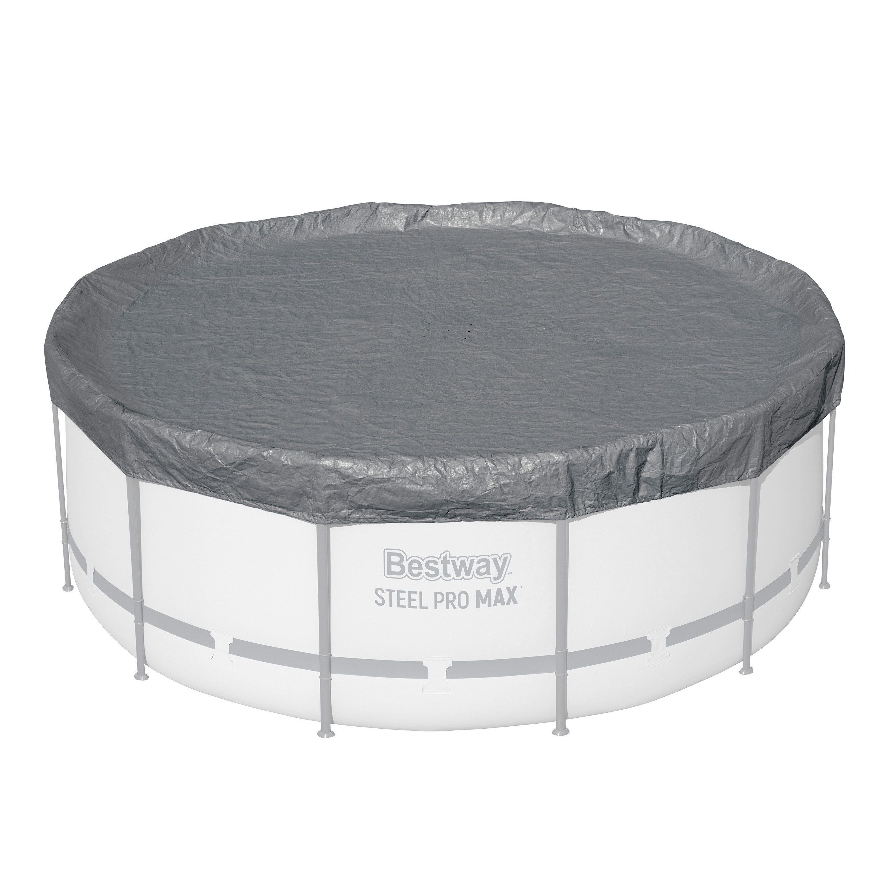 Bestway Pool-Abdeckplane Winterfeste Premium-Abdeckplane passend für 366 cm Pools, grau, rund (Packung, 1-St., für 366 cm Frame Pools), Integrierter Ganzjahresschutz Polar Shield™
