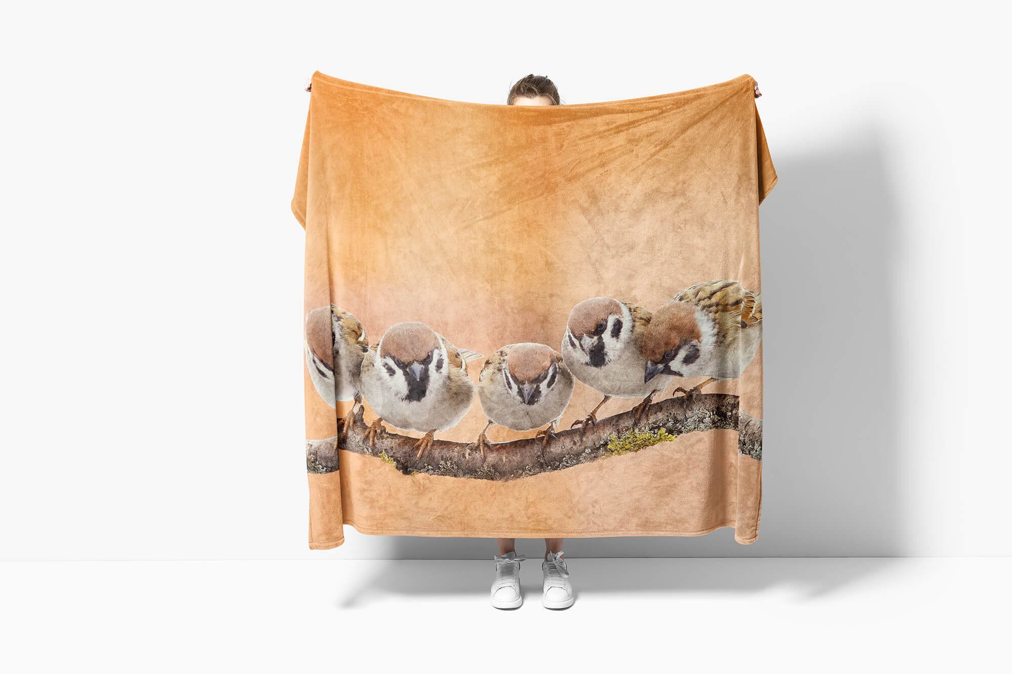 Handtuch (1-St), auf As, Art Saunatuch mit Tiermotiv Kuscheldecke ein Handtuch Spatzen Sinus Strandhandtuch Handtücher Baumwolle-Polyester-Mix