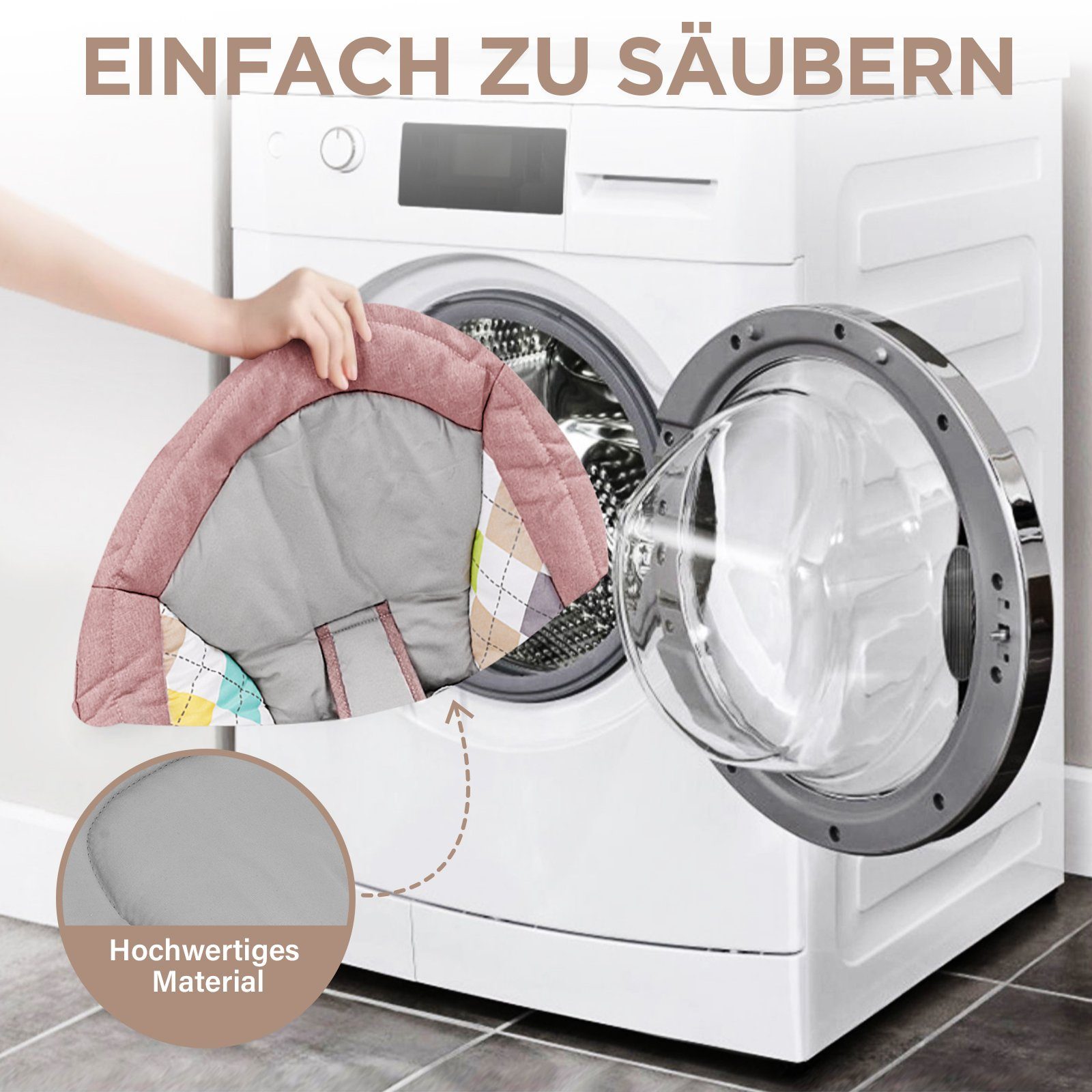 AUDEW Babywippe elektrische Babyschaukel Bluetooth Musik, mit Schwung in 5 Geschwindigkeiten, Moskitonetz, Fernbedienung max.9kg – Bild 4 von 5