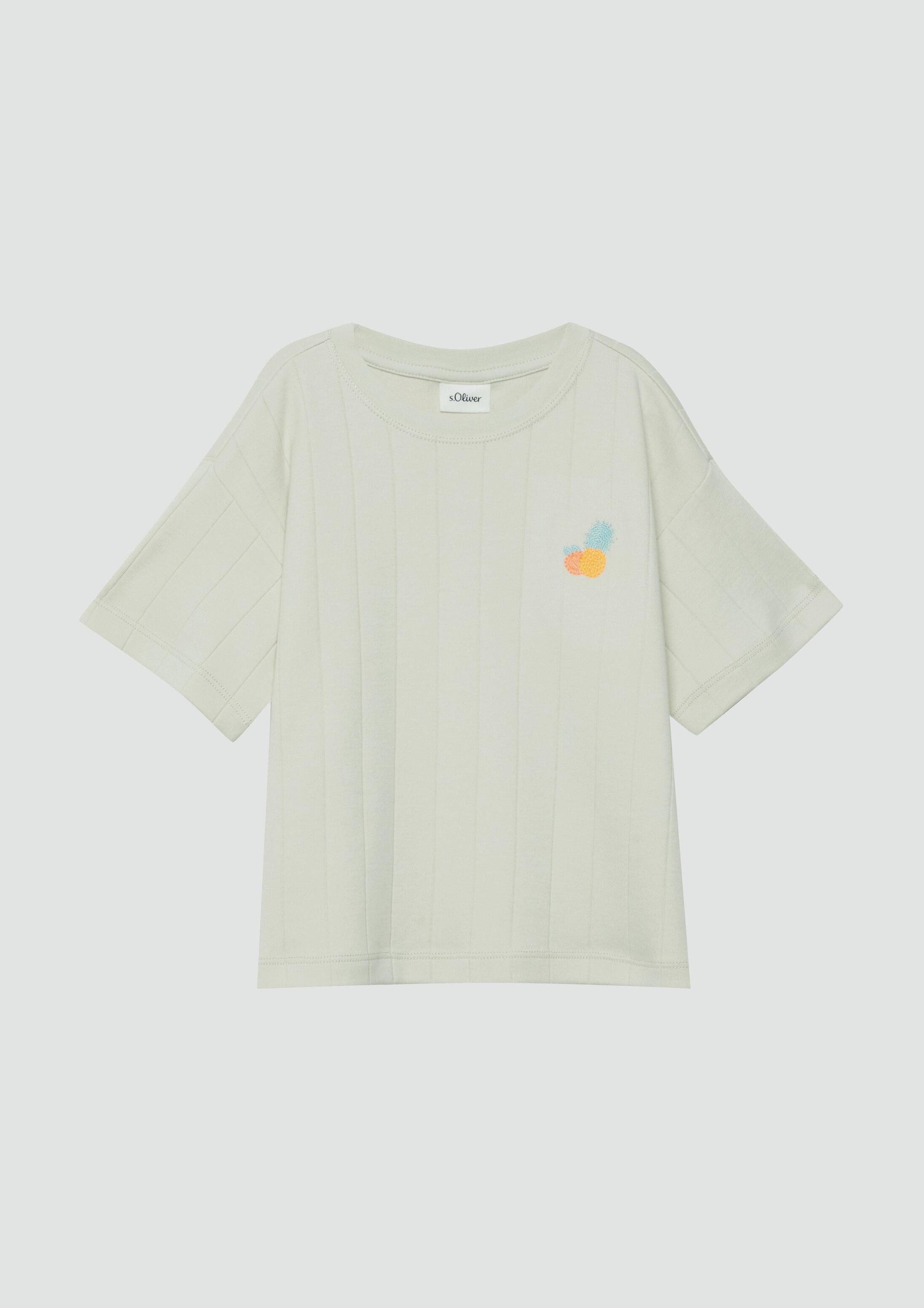 s.Oliver Kurzarmshirt T-Shirt Oversize T-Shirt aus strukturiertem Interlockjersey mit Stickerei
