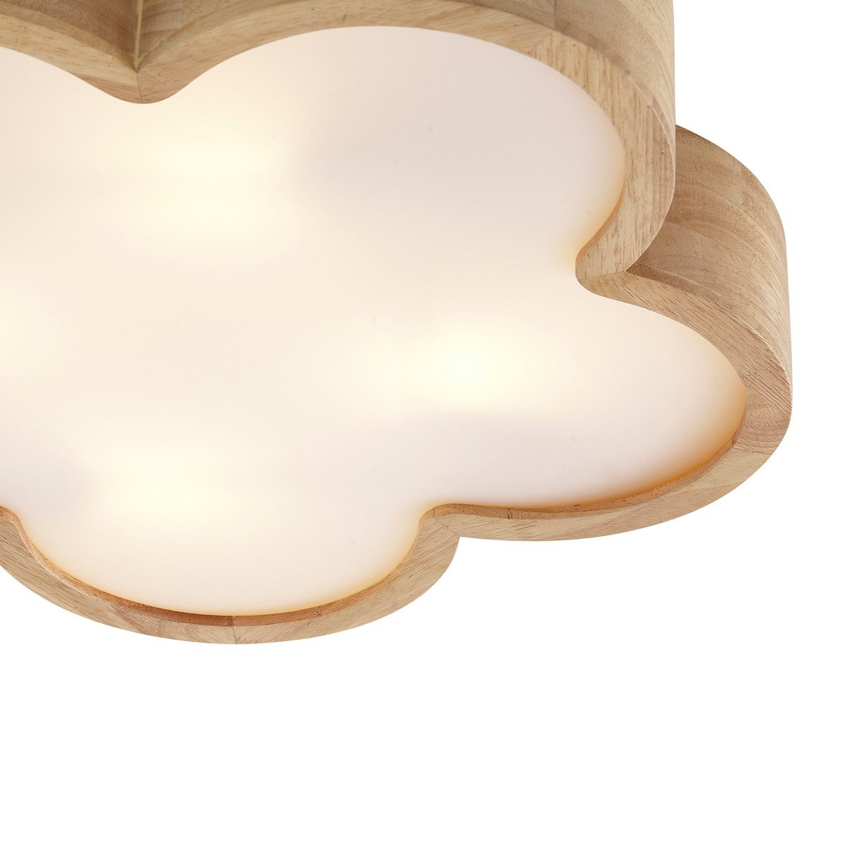 Qazqa Deckenleuchte Lucille, ohne Leuchtmittel, E27, Braun, Für Kinder, Holz, 4-flammig