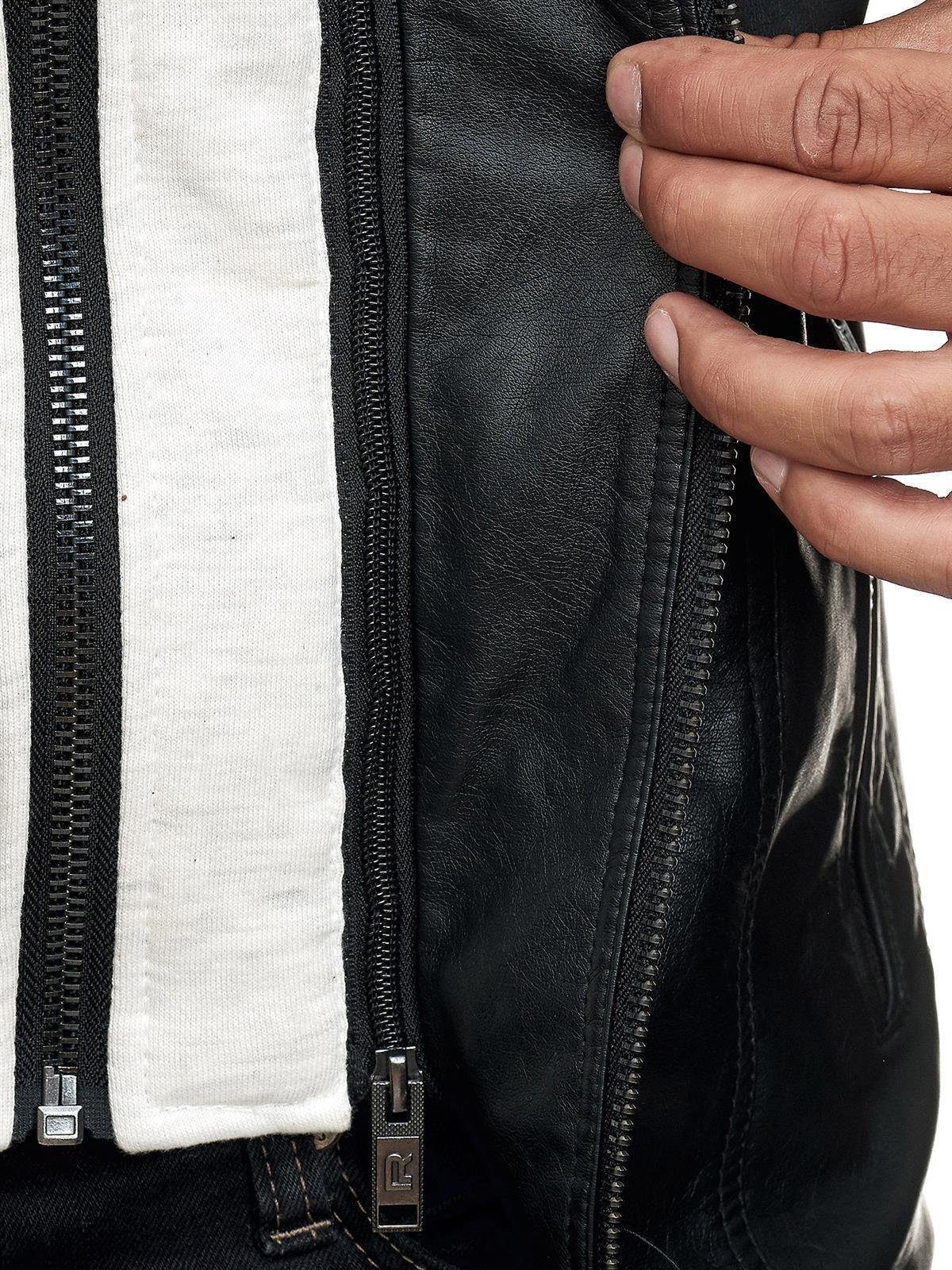 RedBridge Lederimitatjacke Kunstleder Bikerjacke mit Sweat-Kapuze günstig online kaufen