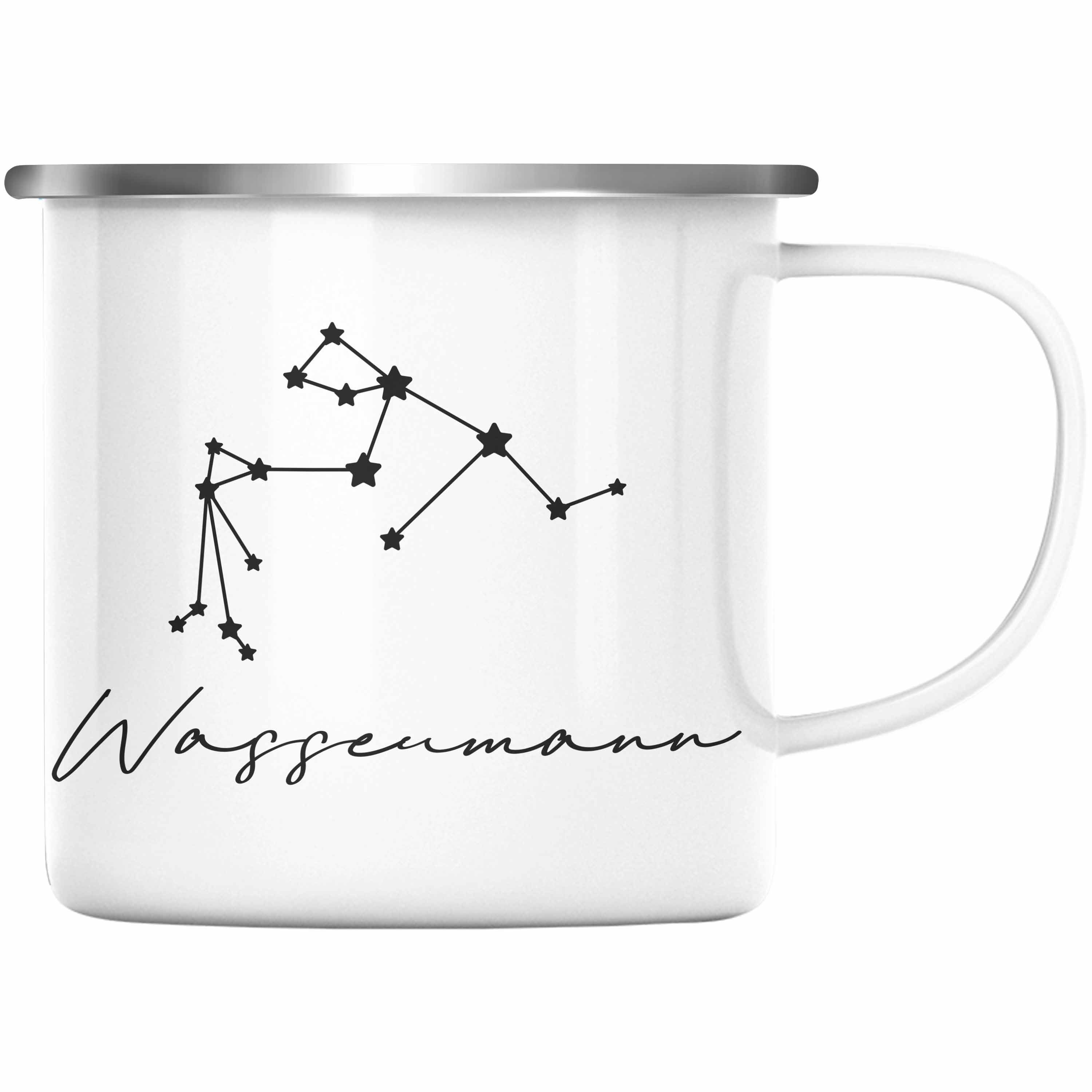 Thermotasse Trendation - Wassermann Sternzeichen Emaille Tasse Geschenk Horoskop T