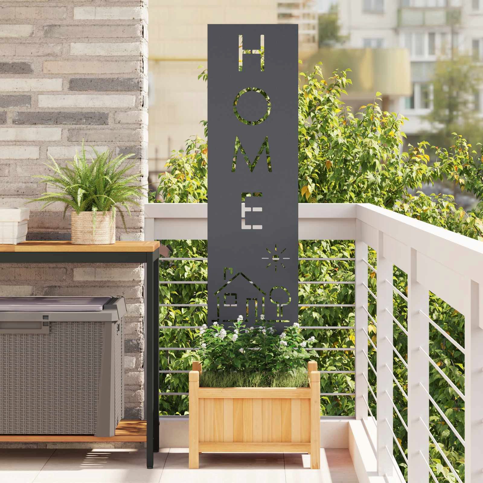 vidaXL Wandbild Garten Sichtschutz-Leinwand Anthrazit 32 x 140 cm, (1 St)