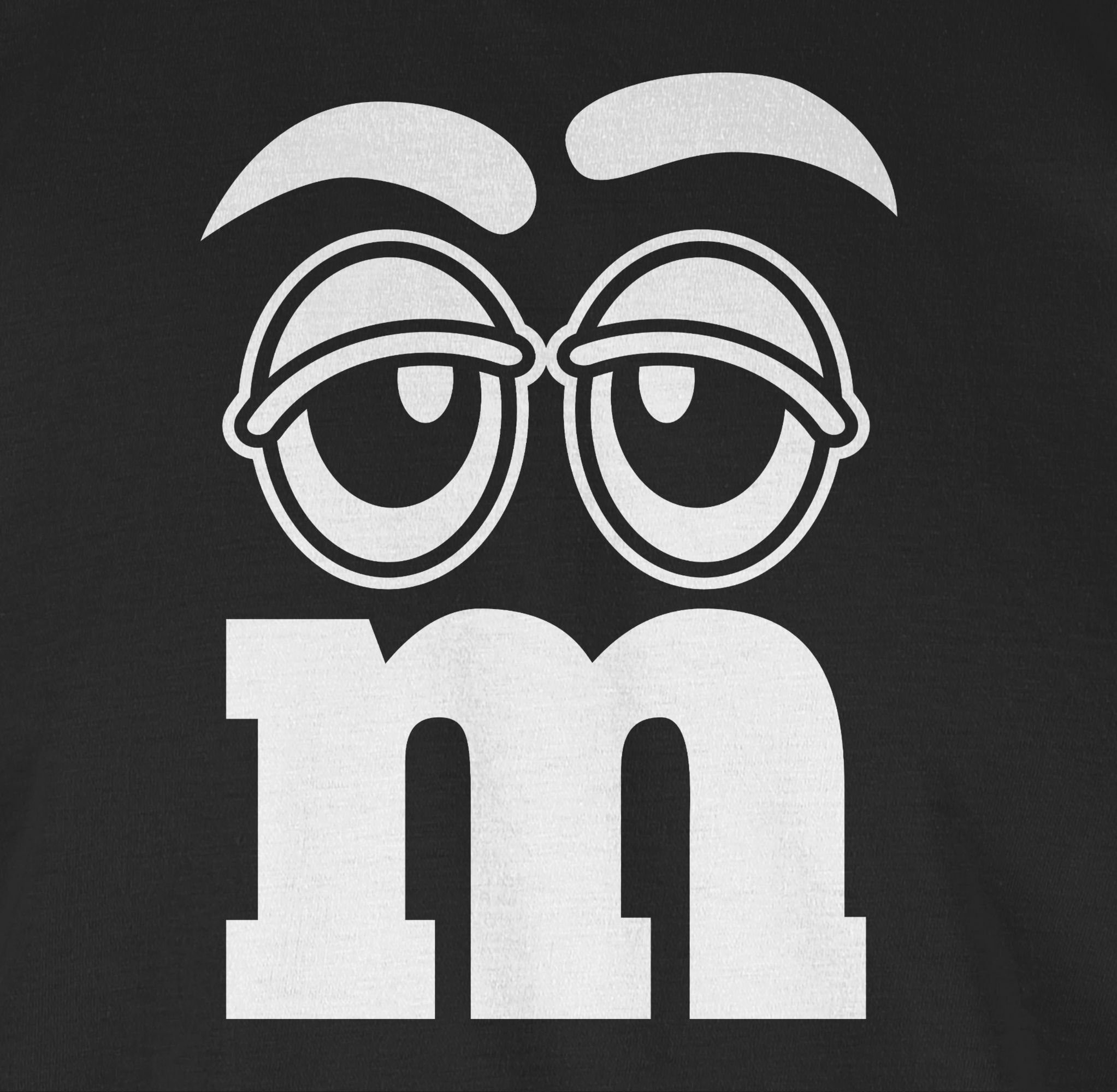 Gesicht Aufdruck M&M 01 Karneval & Gruppen Shirtracer Schwarz Fasching T-Shirt Faschingskostüm