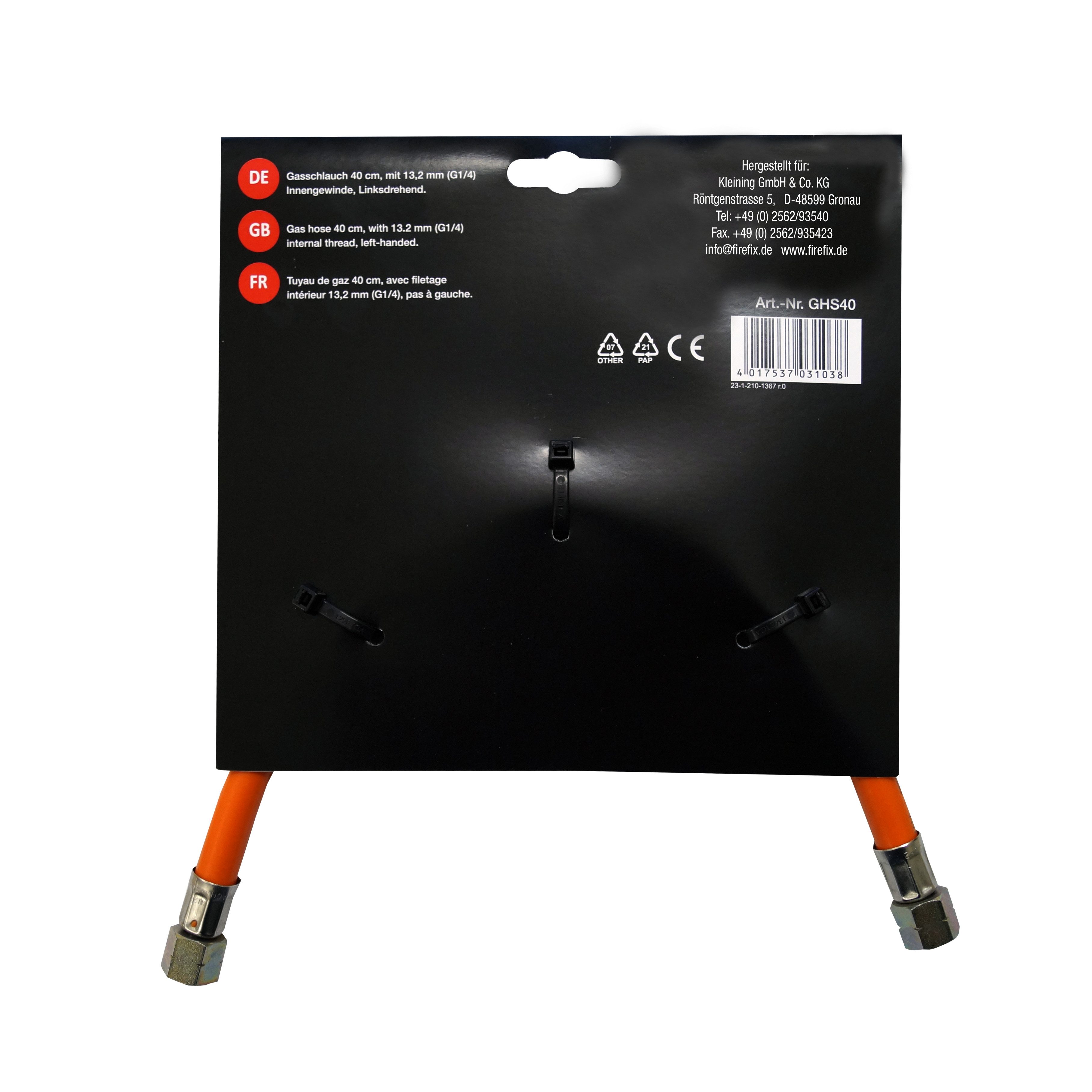 Firefix Schlauch, für Gas-Heizöfen, 40 cm Länge