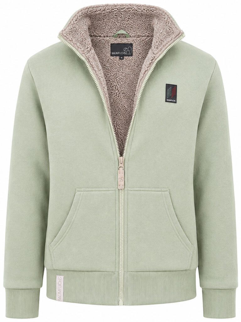 Baumfuchs Sweatjacke Herren Sweatjacke mit Teddyfutter - Gefütterte Jacke mit Stehkragen Sweatqualität melange Effekt, Weiches Futter, Taffeta-Futter im Ärmel