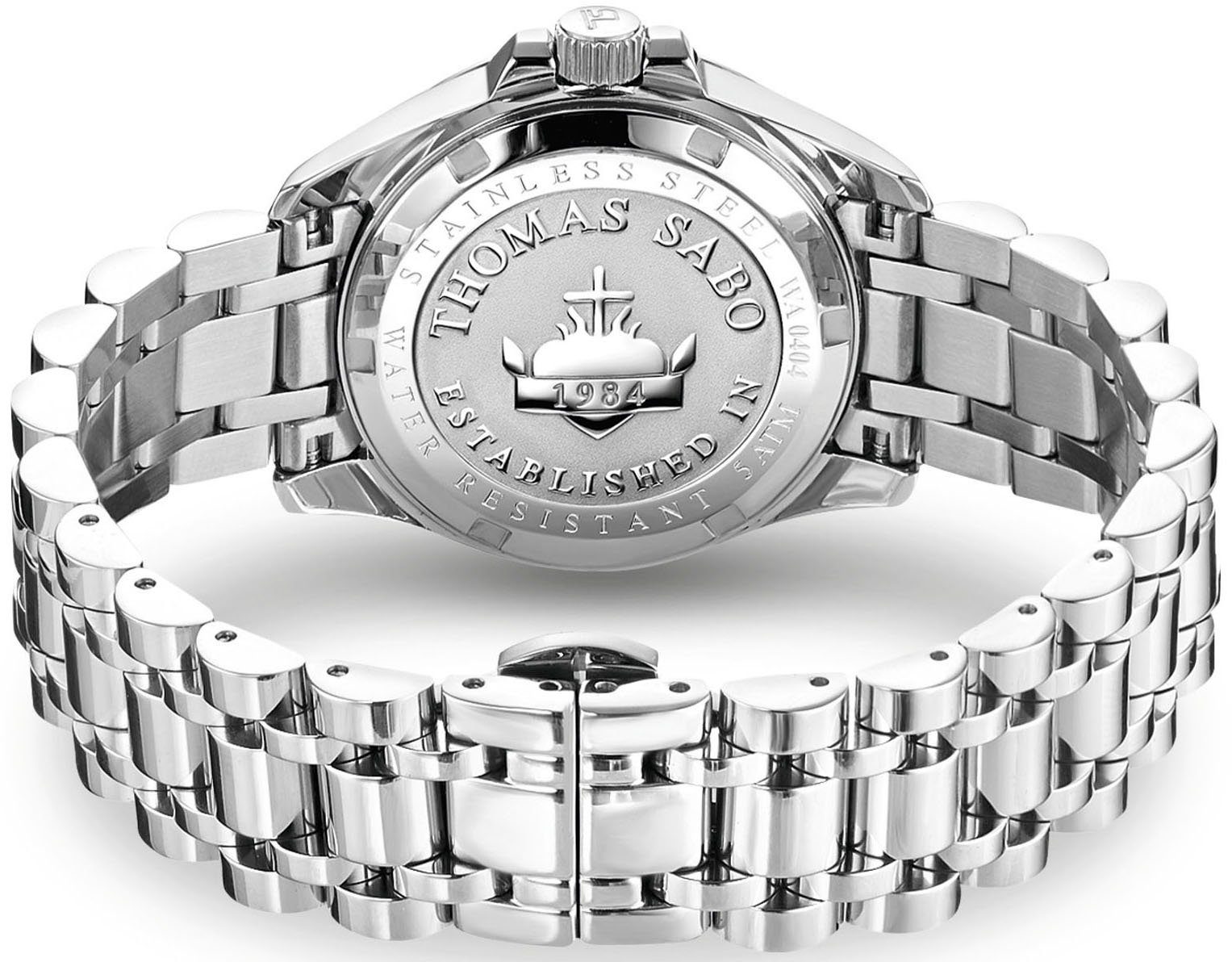 THOMAS SABO Quarzuhr DIVINE WA0404-201-211-33 MM, Armbanduhr,Damenuhr,Mineralglas m. Saphirbeschichtung,Edelstahlarmband