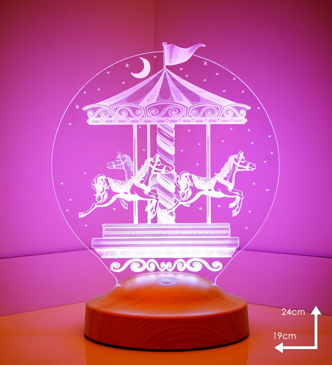 Nachttischlampe für Geschenkelampe Led mehfarbige Lampe integriert, 3D fest Karussell LED LED Lampe oder Kinder Baby, Geschenk