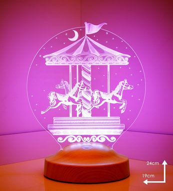 Geschenkelampe Nachttischlampe Karussell Geschenk 3D mehrfarbige Nachtlicht, Leuchte 7 Farben fest integriert, Geburtstagsgeschenk für Babys, Mädchen, Jungen