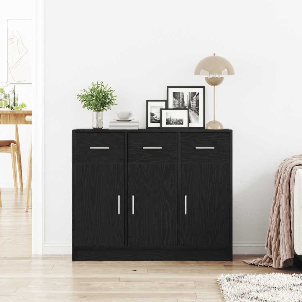 vidaXL Sideboard Sideboard Schwarze Eiche 91x28x75 cm Holzwerkstoff (1 St) – Bild 3 von 5
