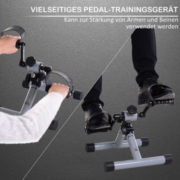 HOMCOM Heimtrainer Beintrainer Fitness Pedaltrainer faltbar Mini-Bike Stahl Silbergrau (1-tlg., stufenloser Widerstand für Hilfsrehabilitation und Mobilität), 33B x 34T x 32H cm