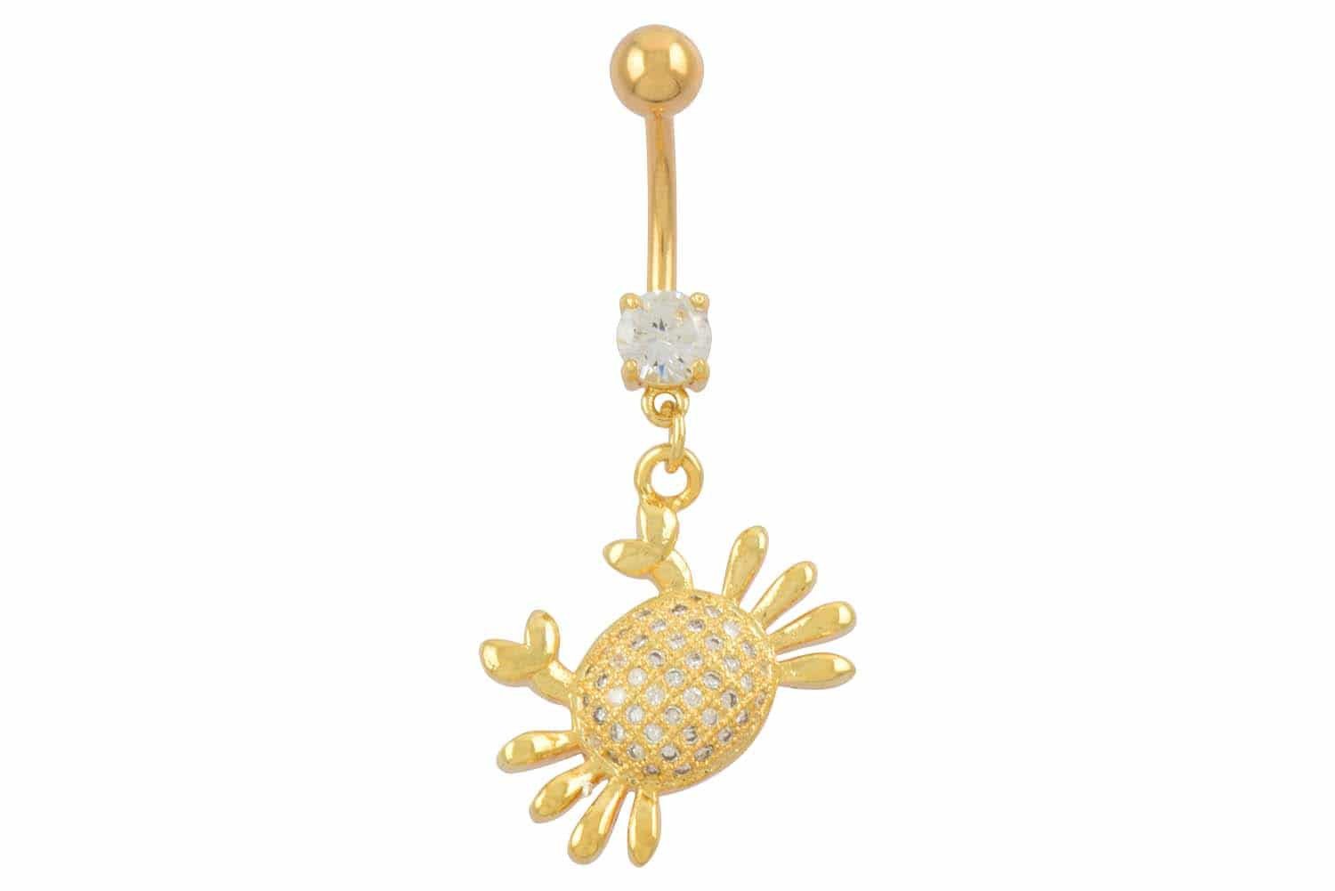 Bauchnabelpiercing Chirurgenstahl Bananabell mit Brass-Design KRABBE