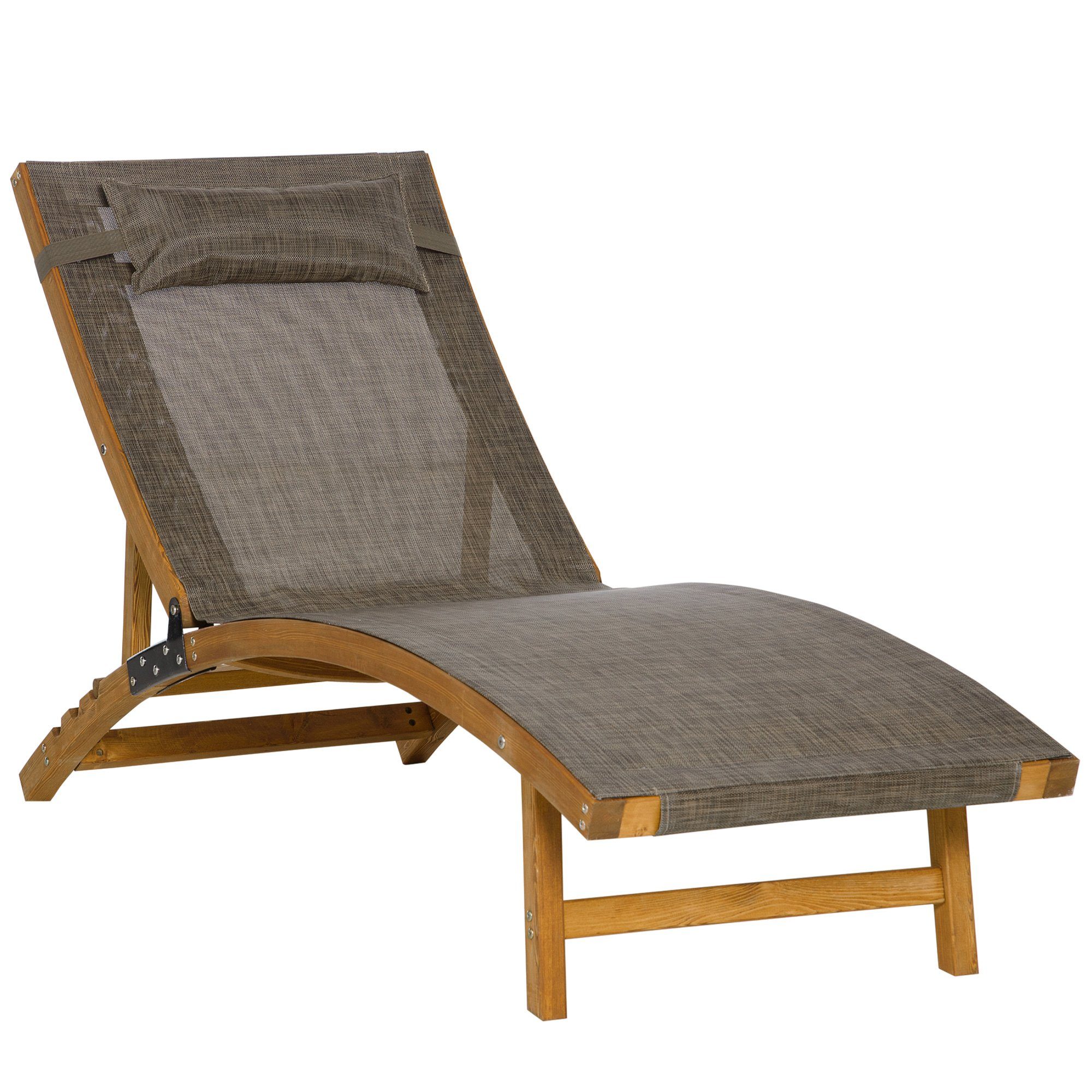Outsunny Gartenliege mit verstellbarer Rückenlehne, Kopfkissen, günstig online kaufen