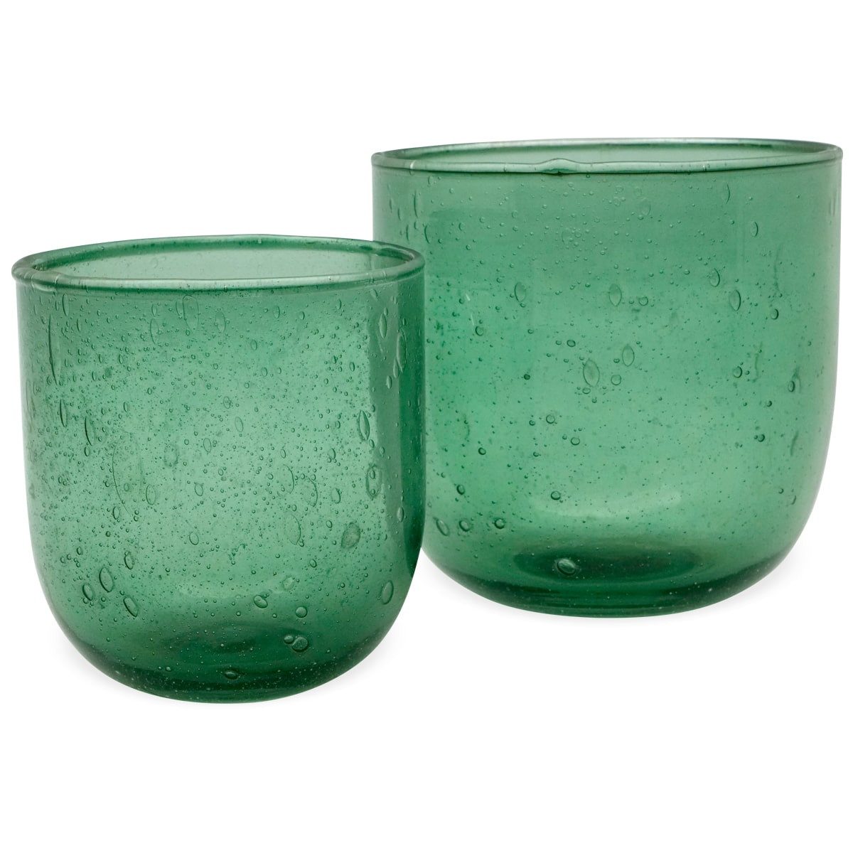 matches21 HOME & HOBBY Kerzenhalter Windlichter Set Vintage grün aus Glas Ø 9 & Ø 12 cm, Teelichthalter Dekoglas als Tischdeko im Vintage-Stil