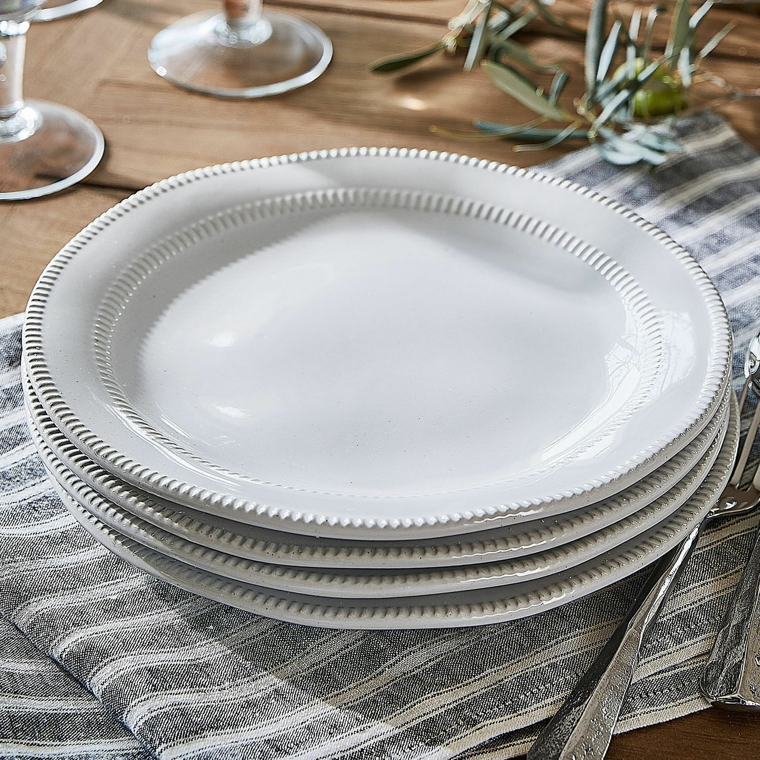 Mirabeau Geschirr-Set Dessertteller 4er Set Alentejo weiß, Steinzeug