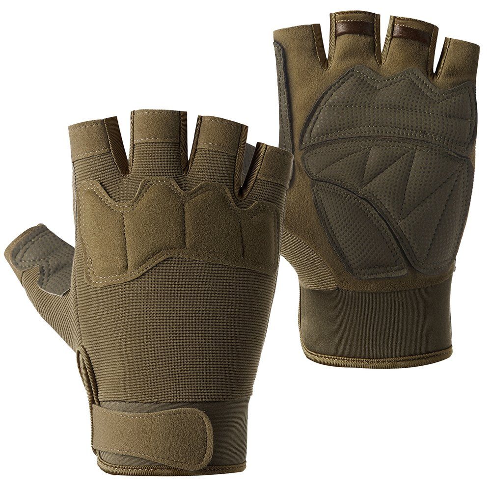 Anti-Rutsch Sunicol Radfahren Half Tactical Fingerless Men Fischen Fahrradhandschuhe Camo, Grün Finger, Gloves,