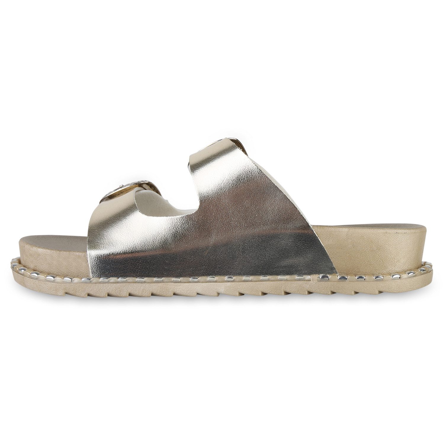 VAN HILL 841575 Pantolette Damen Pantoletten Sandalen Bequeme Nieten Profil günstig online kaufen