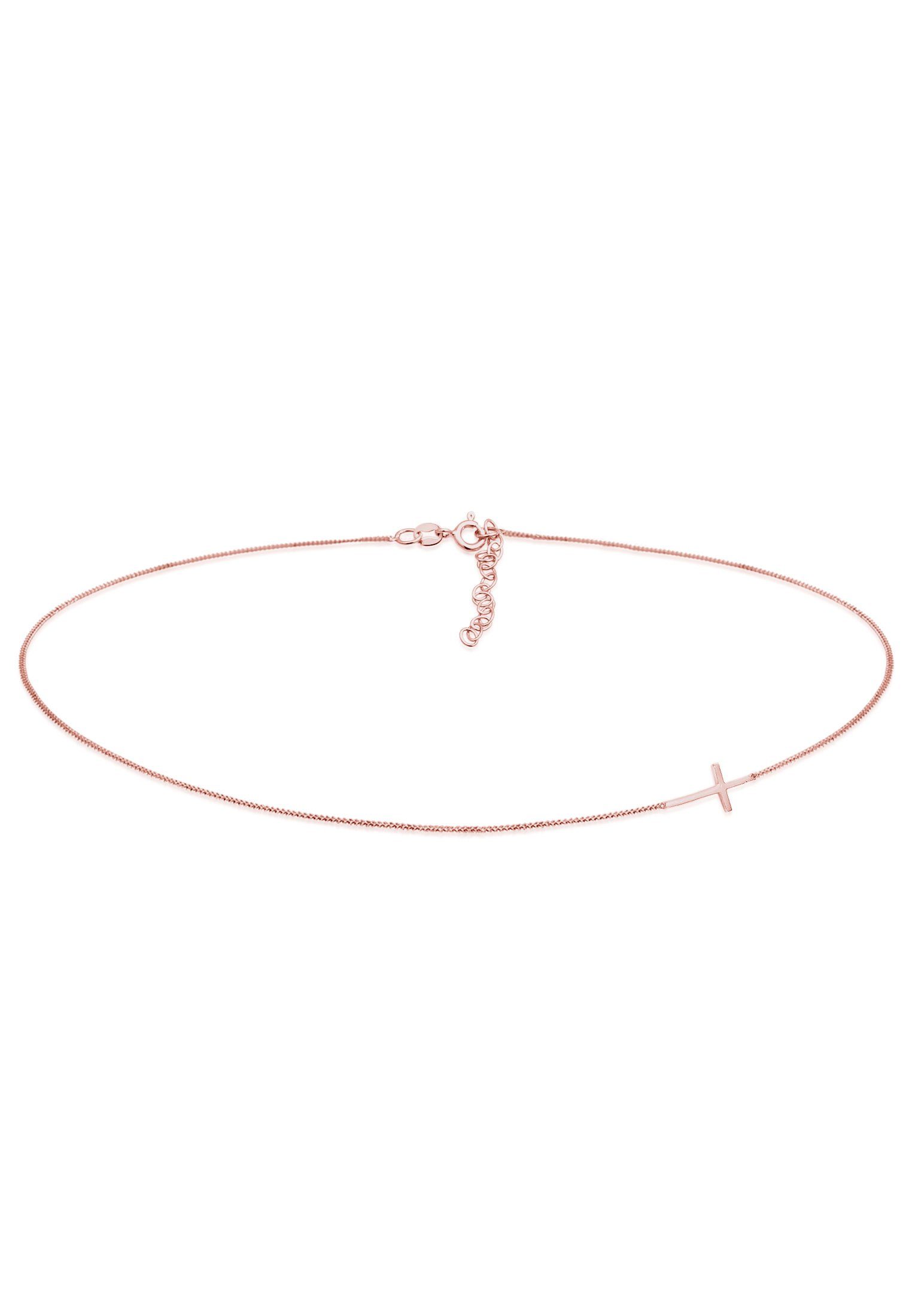 Elli Choker Choker Kreuz Symbol Trend 925 Silber Rosegold