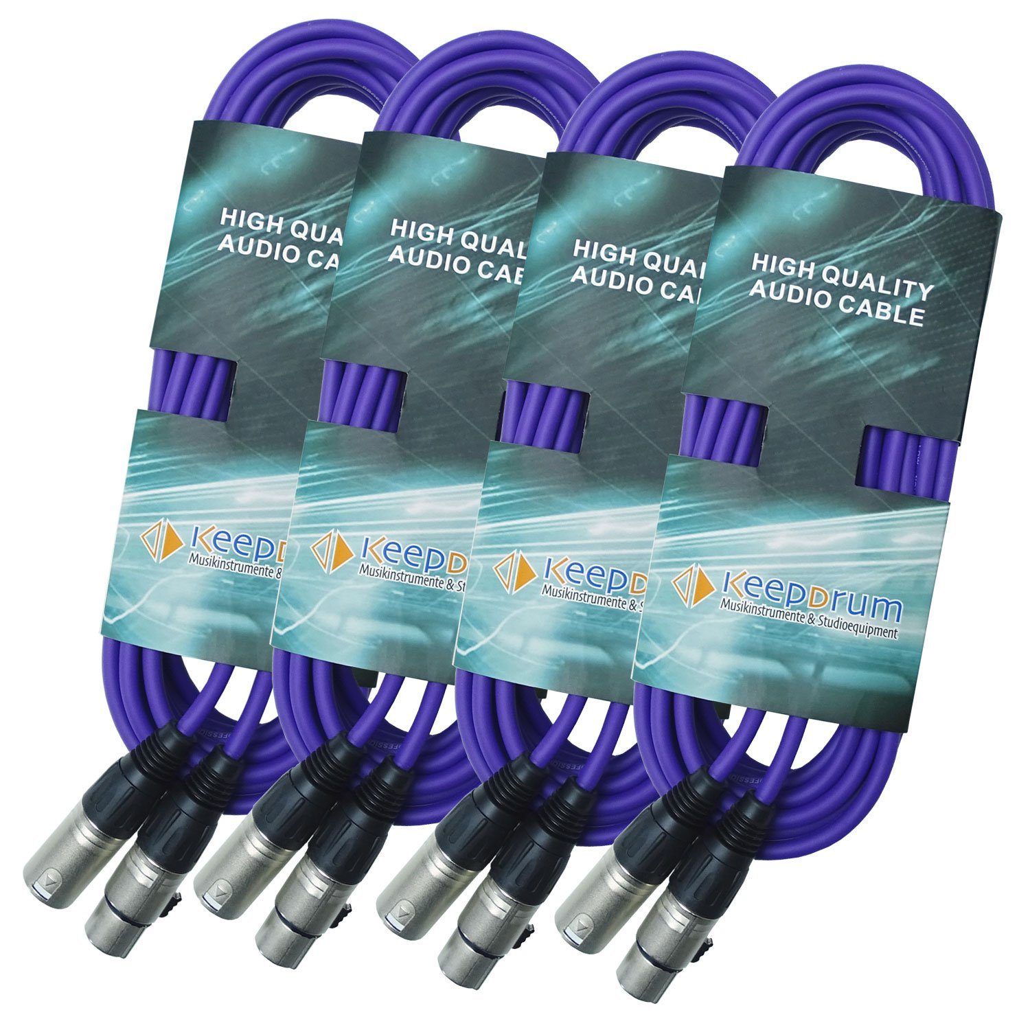 keepdrum keepdrum Mikrofonkabel XLR 3-polig 10m Lila 4 Stück Audio-Kabel, XLR, (1000 cm), 4 x XLR-Kabel Lila 10 m