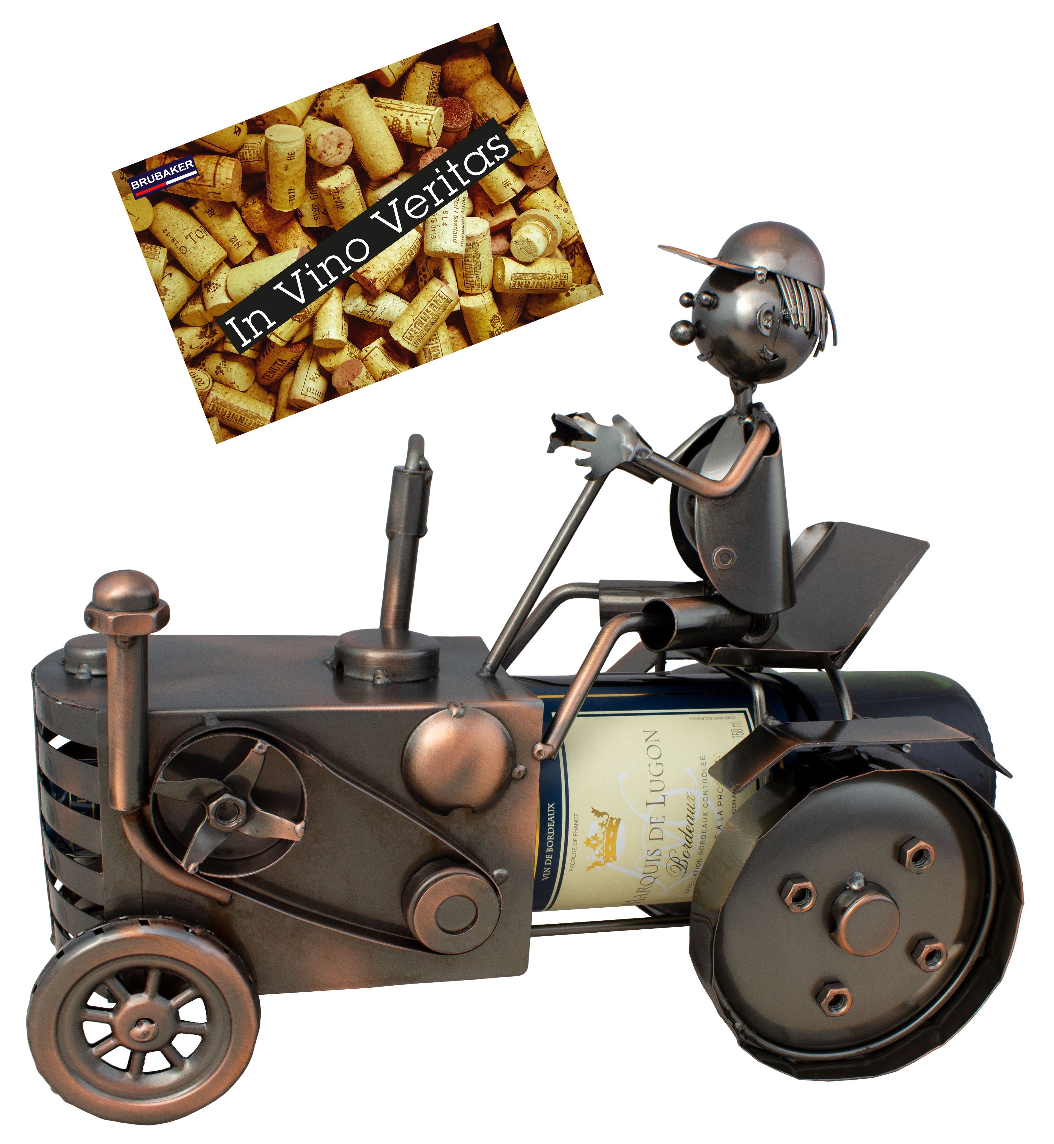 BRUBAKER Weinflaschenhalter Traktor mit Traktorfahrer, (inklusive Grußkarte günstig online kaufen
