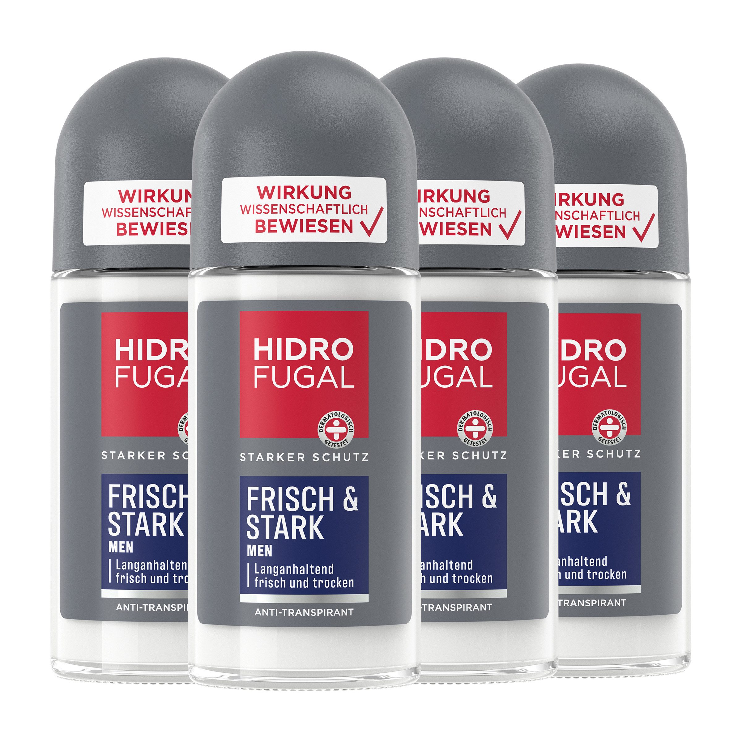 Hidrofugal Deo-Roller Frisch & Stark 4 x 50 ml, Set, 4-tlg., Starker Anti-Transpirant Schutz