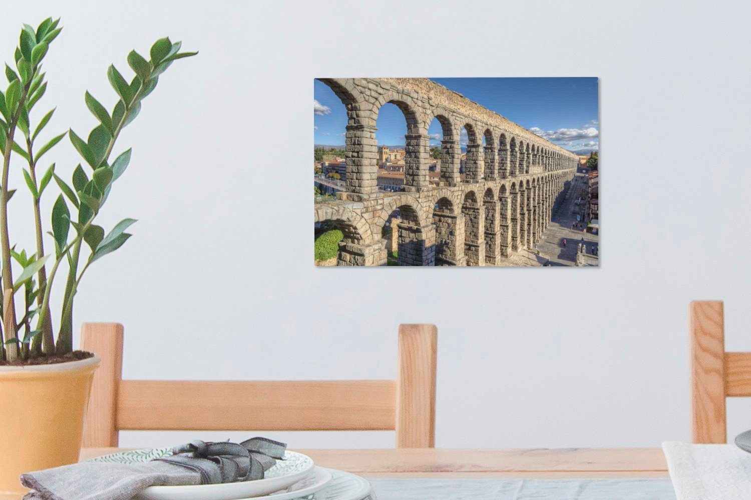 St), Blauer auf Himmel dem Iberischen, Wanddeko, Aquädukt Leinwandbild von OneMillionCanvasses® der Aufhängefertig, über Wandbild cm (1 30x20 Leinwandbilder, Segovia