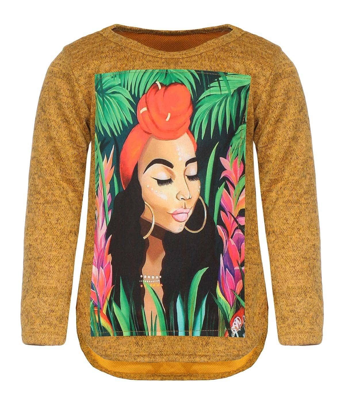 Motiv mit mit Sweatshirt Sweatshirt, Gold (1-tlg) Print KMISSO Pullover Mädchen